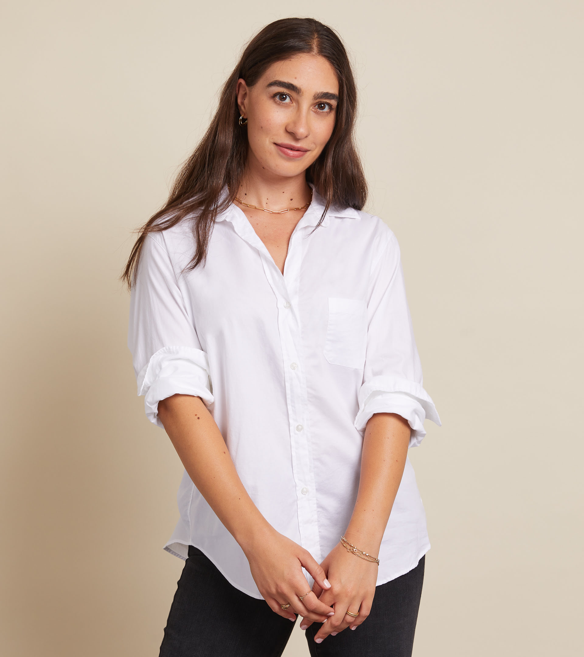 The Hero Button-Up Shirt White, Brushed Cotton Final Sale view 2
