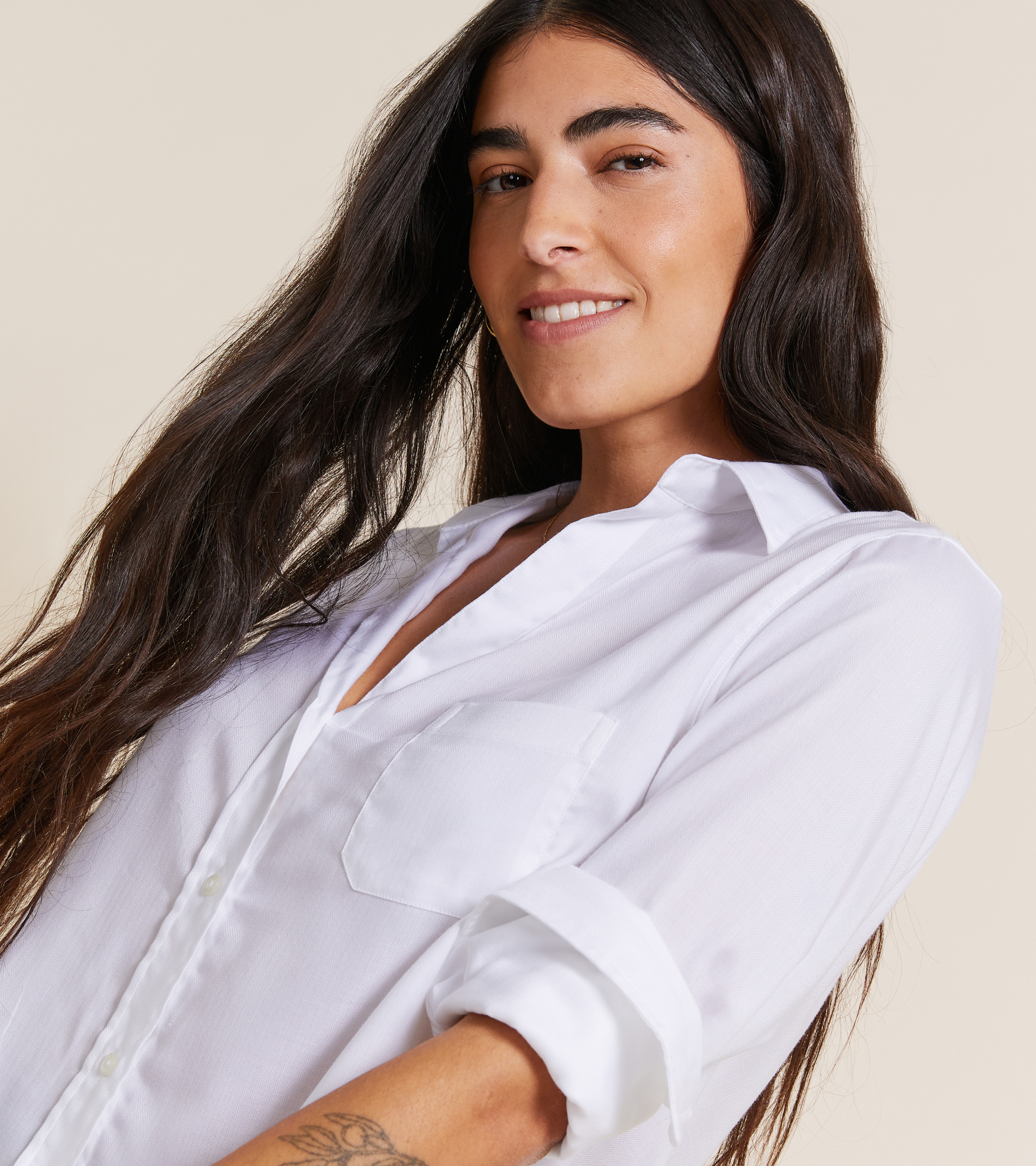 The Hero Button-Up Shirt White, Liquid Lyocell view 1