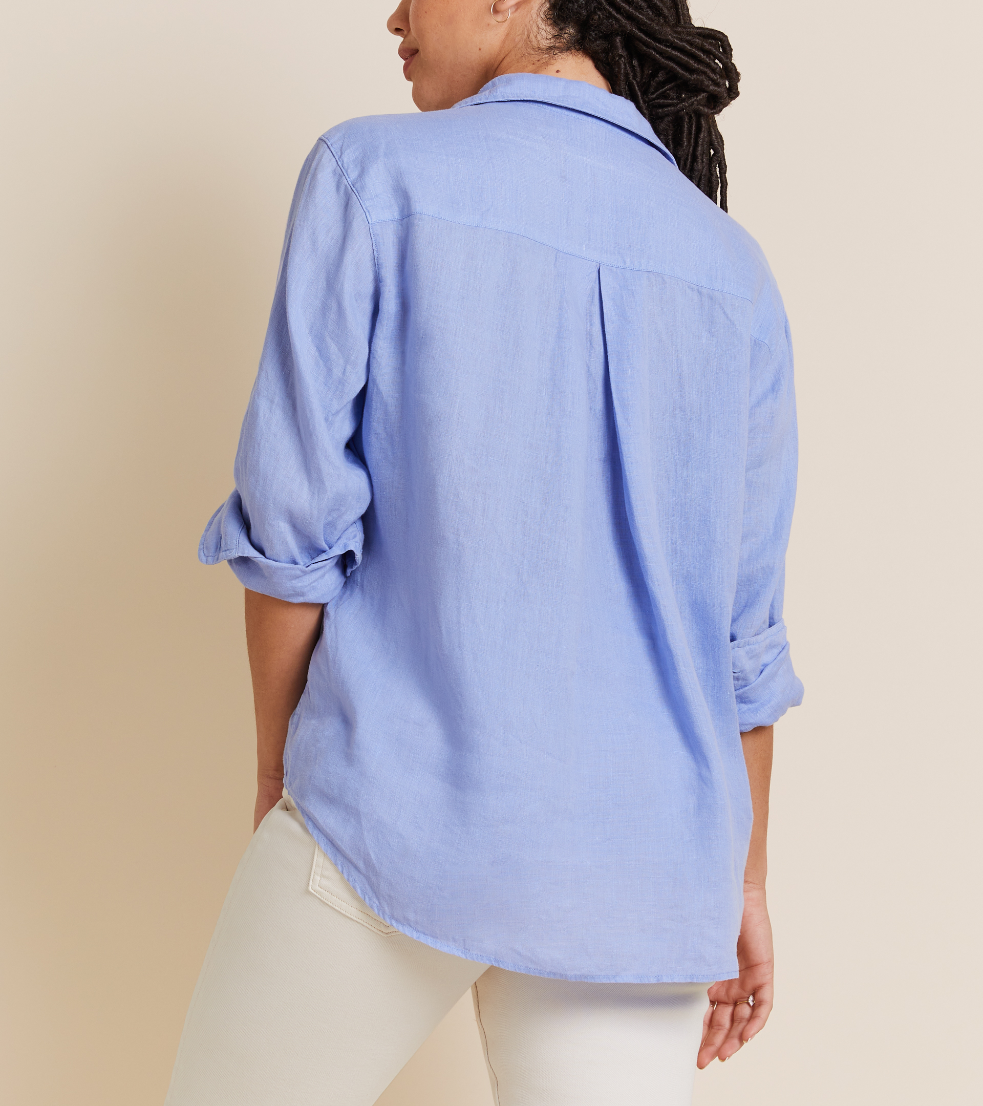 The Hero Button-Up Shirt Periwinkle Blue, Garment Dyed Tumbled Linen Final Sale view 2
