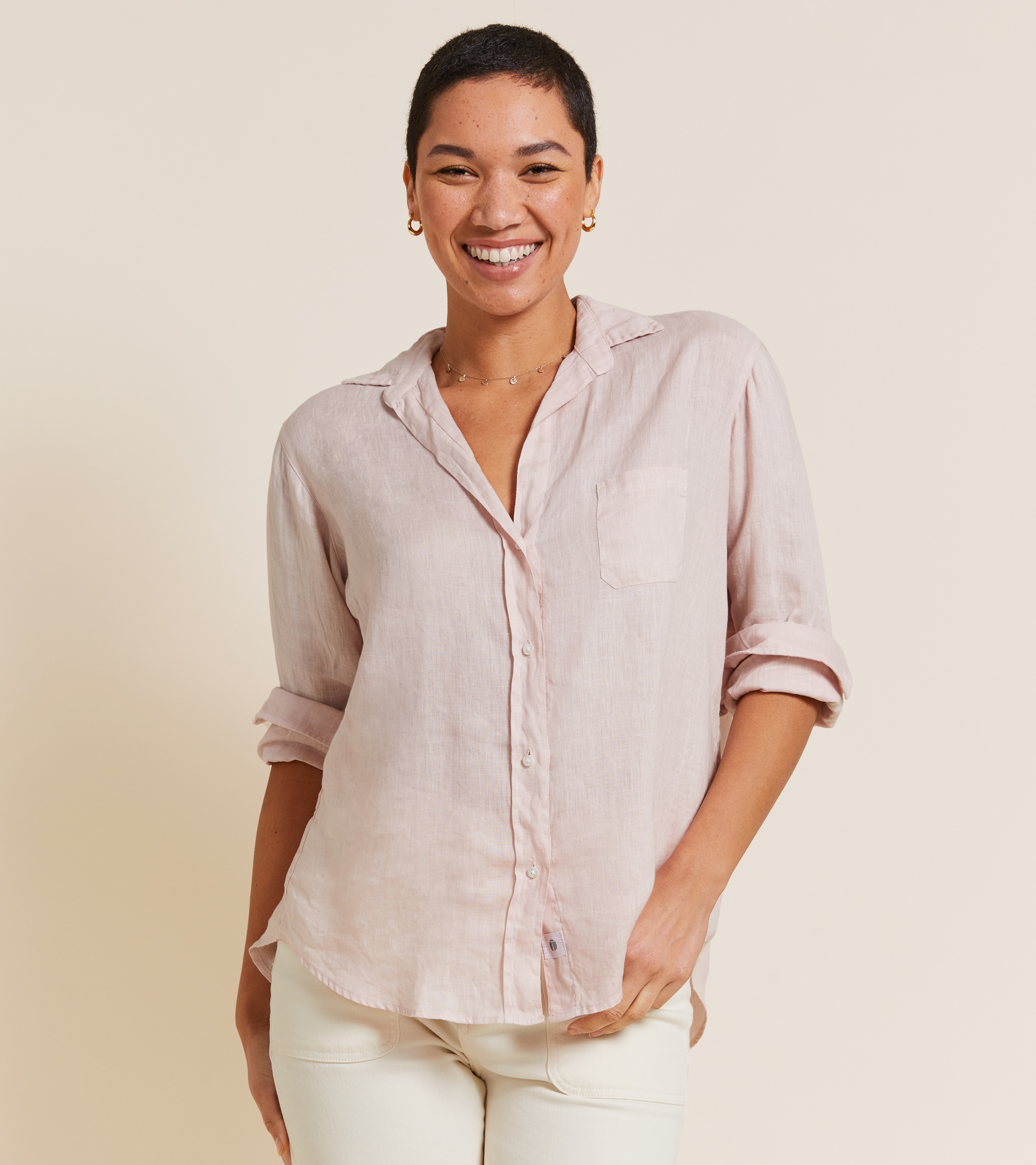 The Hero Button-Up Shirt Vintage Rose, Garment Dyed Tumbled Linen Final Sale view 2