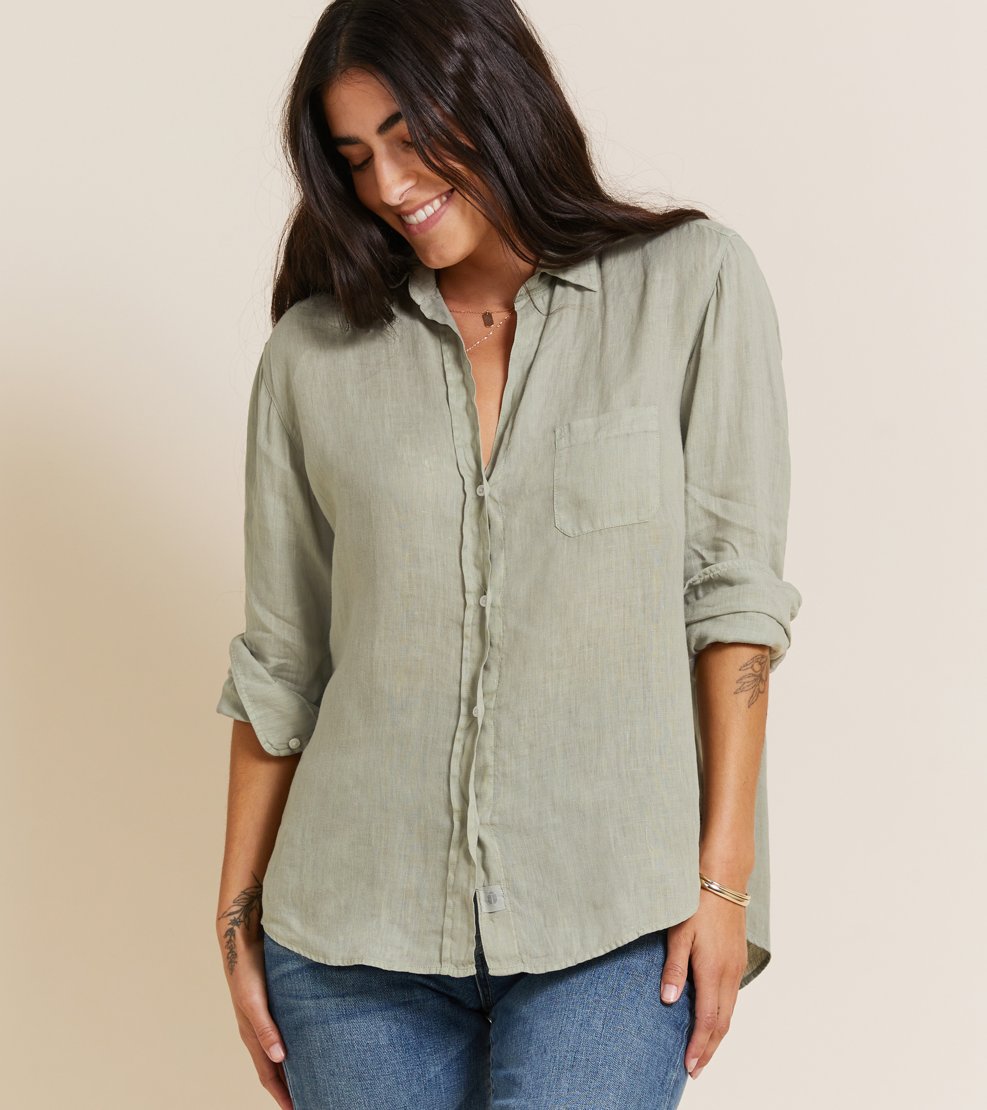 The Hero Button-Up Shirt Willow, Garment Dyed Tumbled Linen view 2