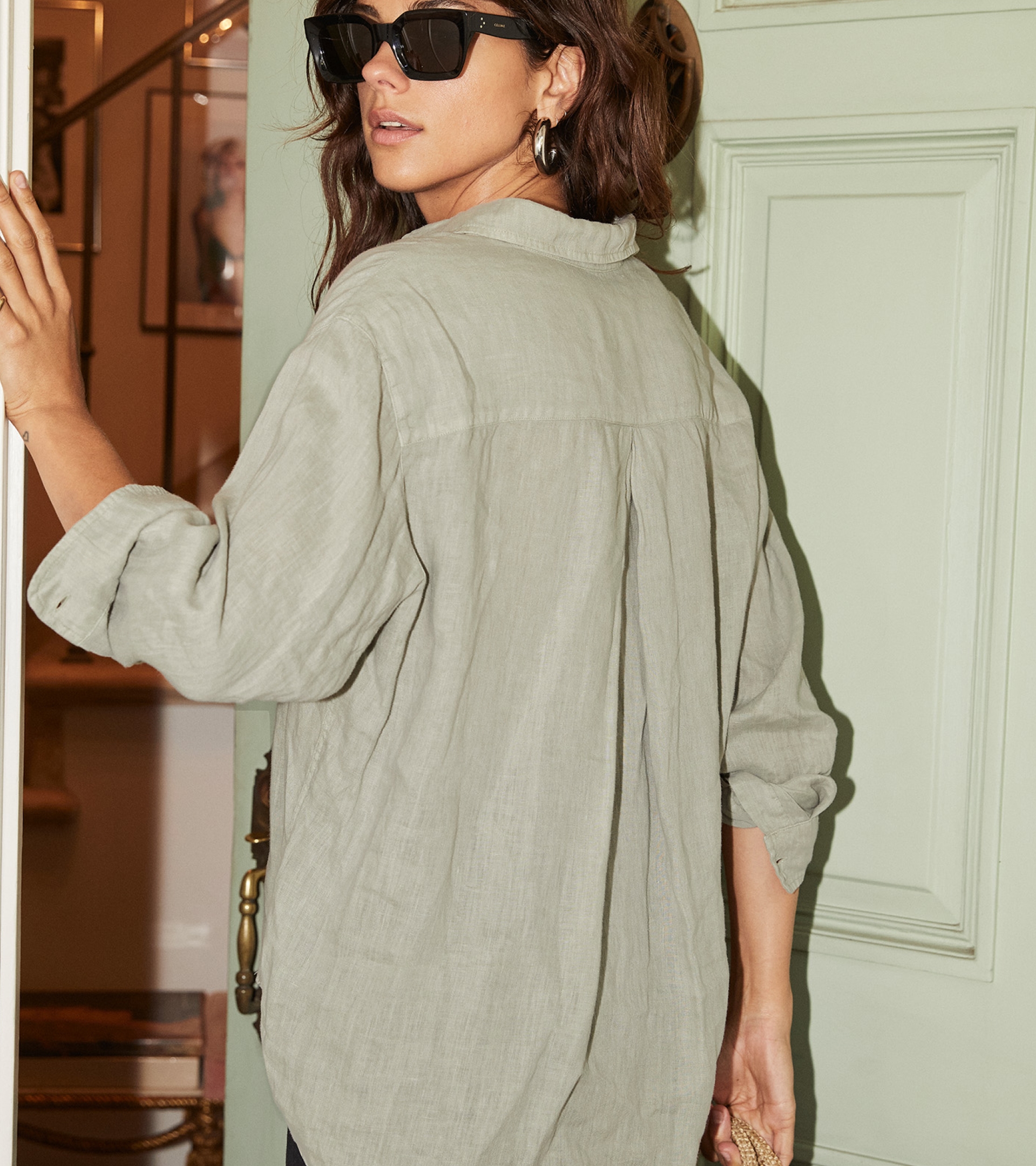 The Hero Button-Up Shirt Willow, Garment Dyed Tumbled Linen Final Sale view 2