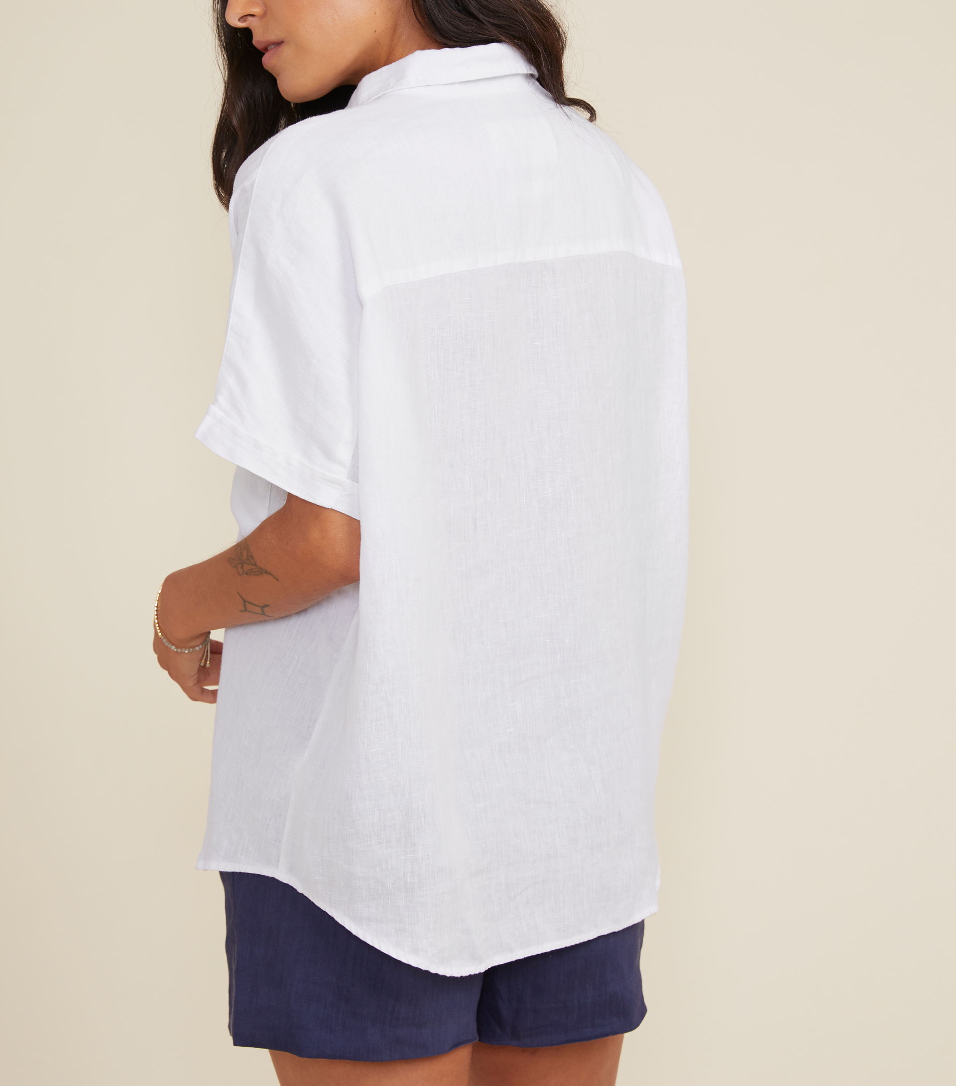 The Artist Short Sleeve Shirt White, Garment Dyed Tumbled Linen view 2