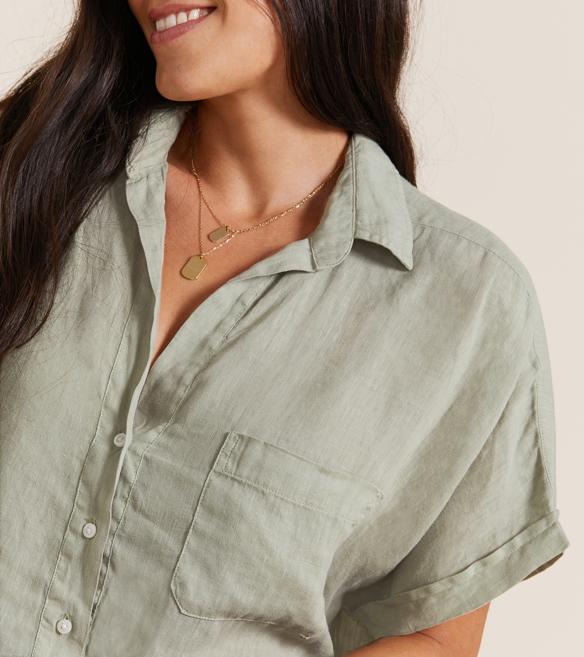 The Artist Short Sleeve Shirt Willow, Garment Dyed Tumbled Linen view 2