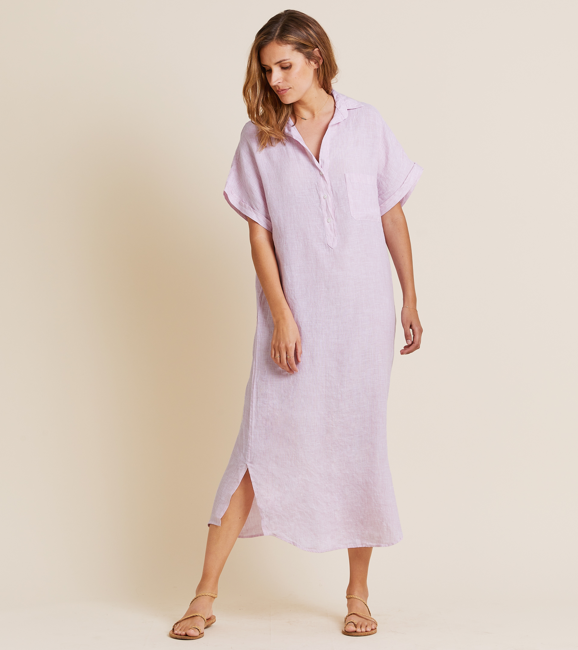 The Artist Full Length Dress Peony, Tumbled Linen Sale view 2
