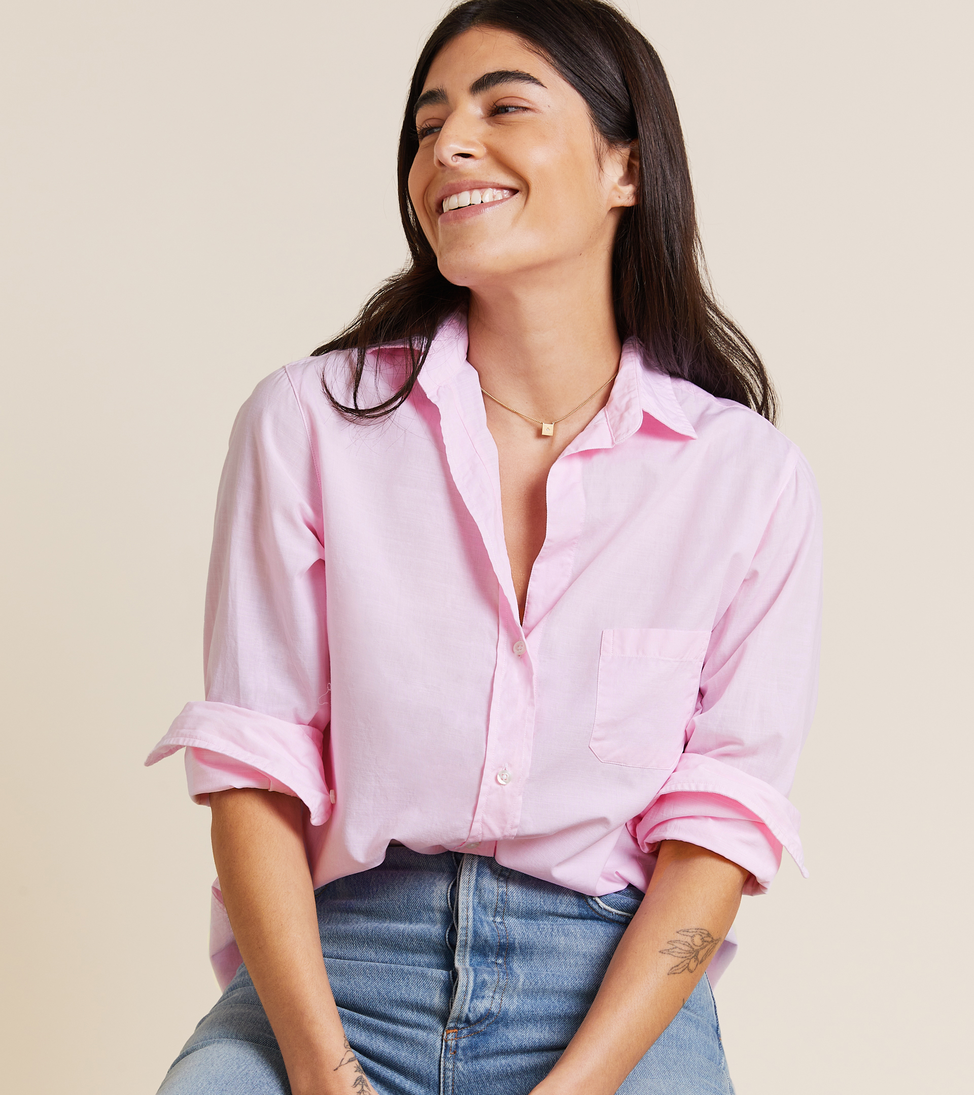 The Hero Button-Up Shirt Soft Pink, Washed Cotton view 1