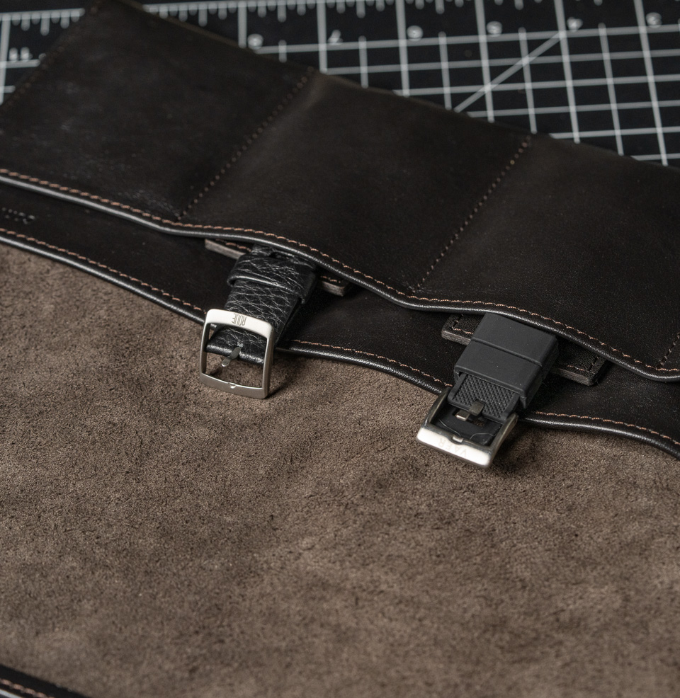 Nappa Leather Watch Roll Extra Strap Pocket