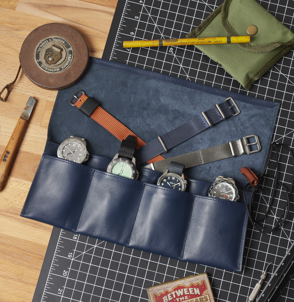 Nappa Leather Watch Roll Extra Strap Pocket