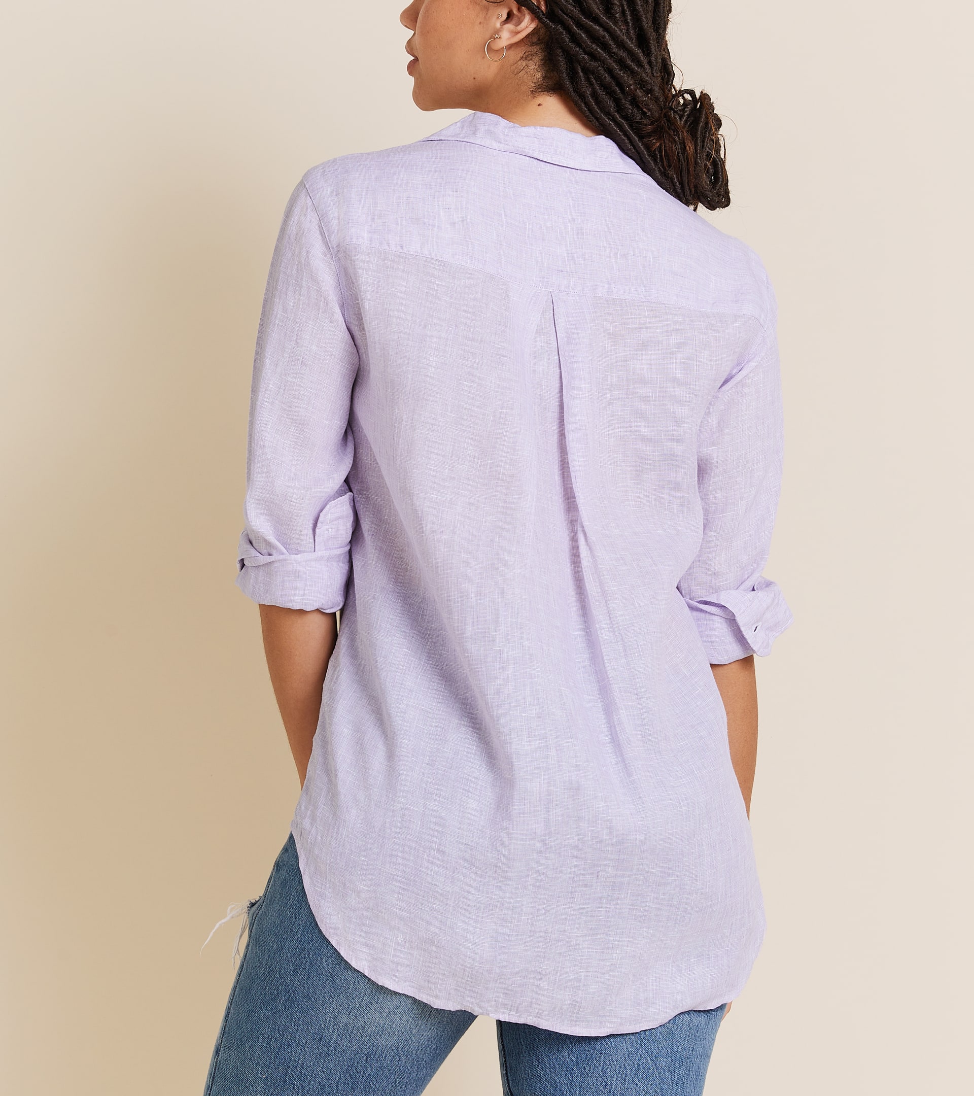 The Hero Button-Up Shirt Lilac, Tumbled Linen Final Sale view 2