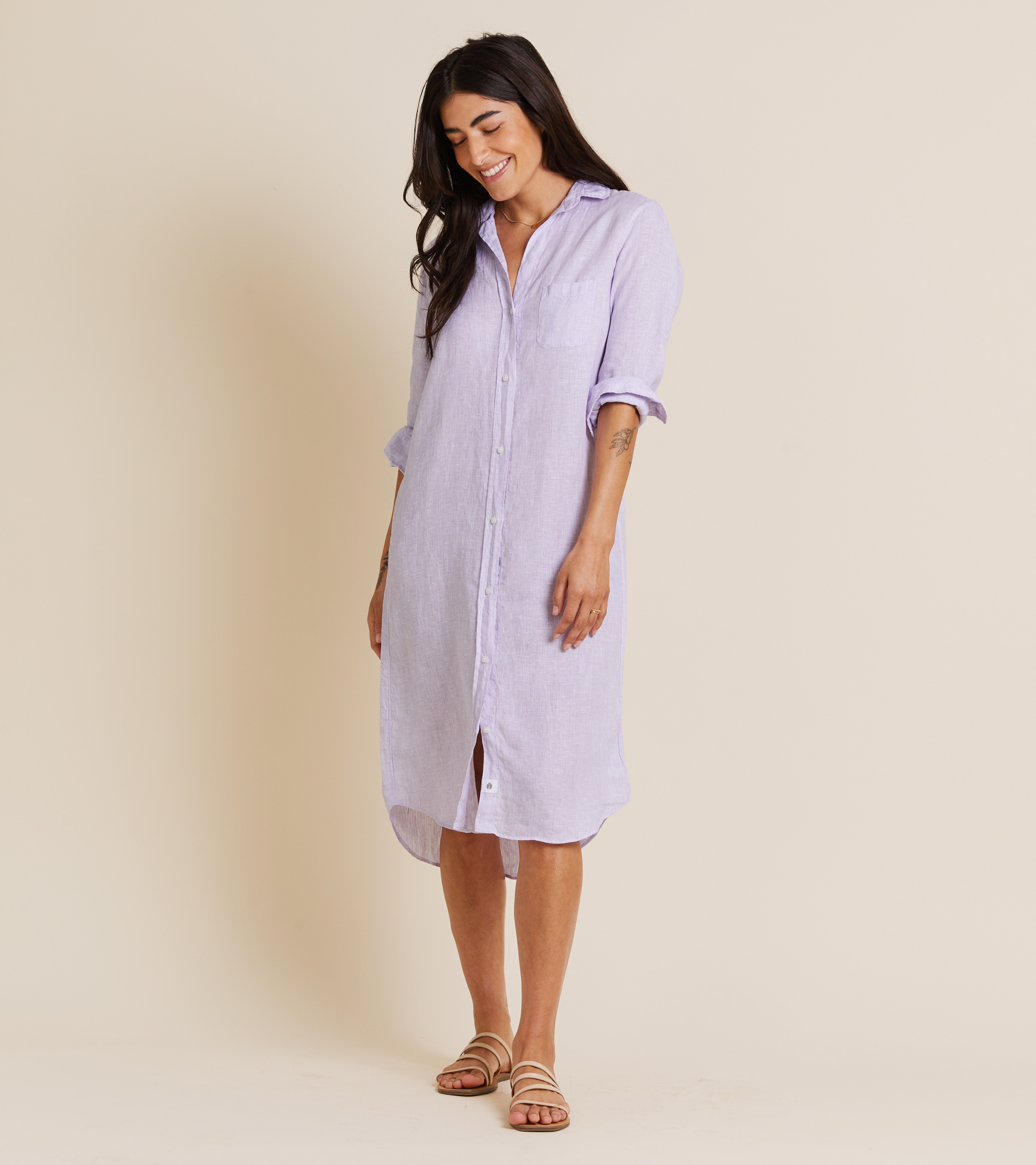 The Hero Midi Dress Lilac, Tumbled Linen Final Sale view 2