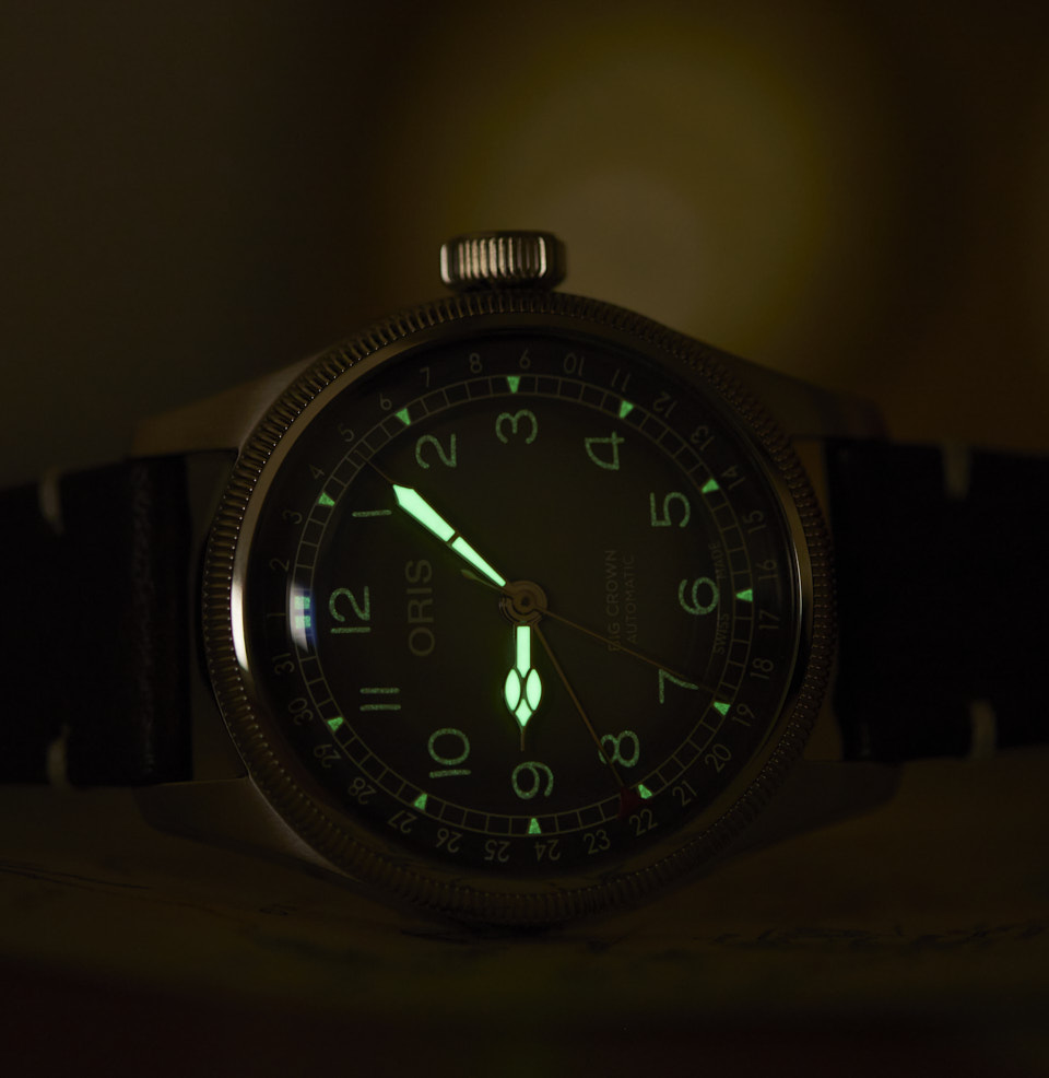 Big Crown X Cervo Volante Lume on dial and hands
