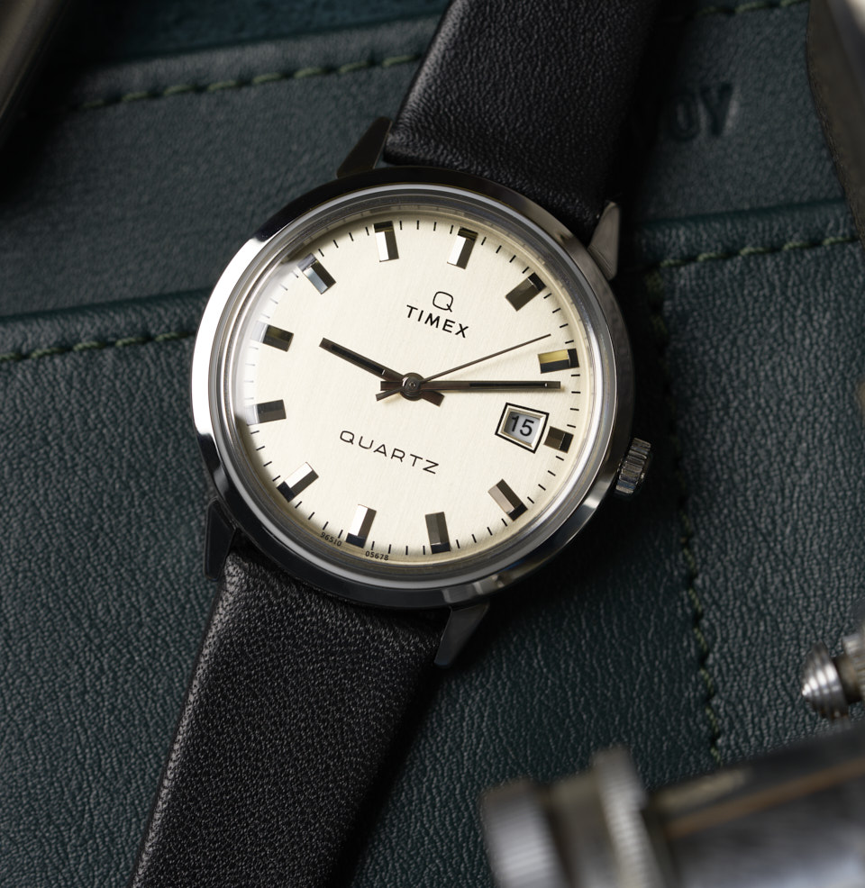 Q Timex 1978 Reissue Date 35mm Leather Strap Watch – Windup Watch Shop