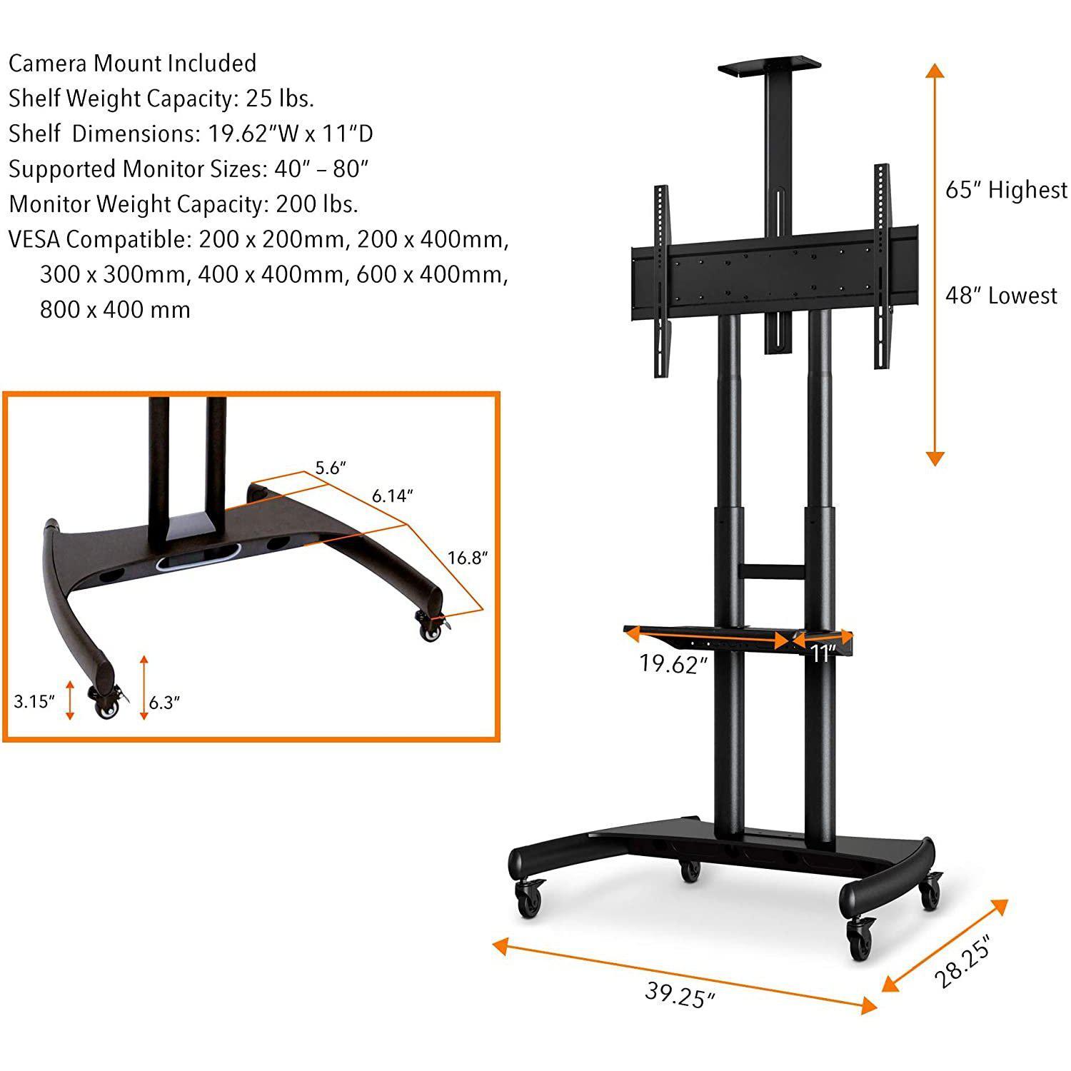 Extra Large Rolling TV Stand Line Leader by Stand Steady