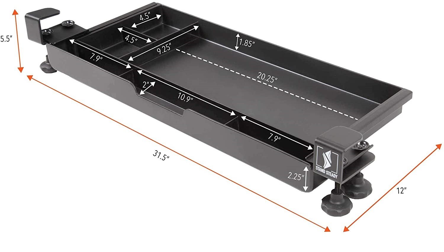 ClampOn Under Desk Drawer Desk Organizer Stand Steady