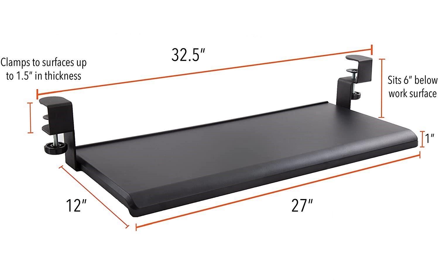 ClampOn Keyboard Tray Desk Storage by Stand Steady