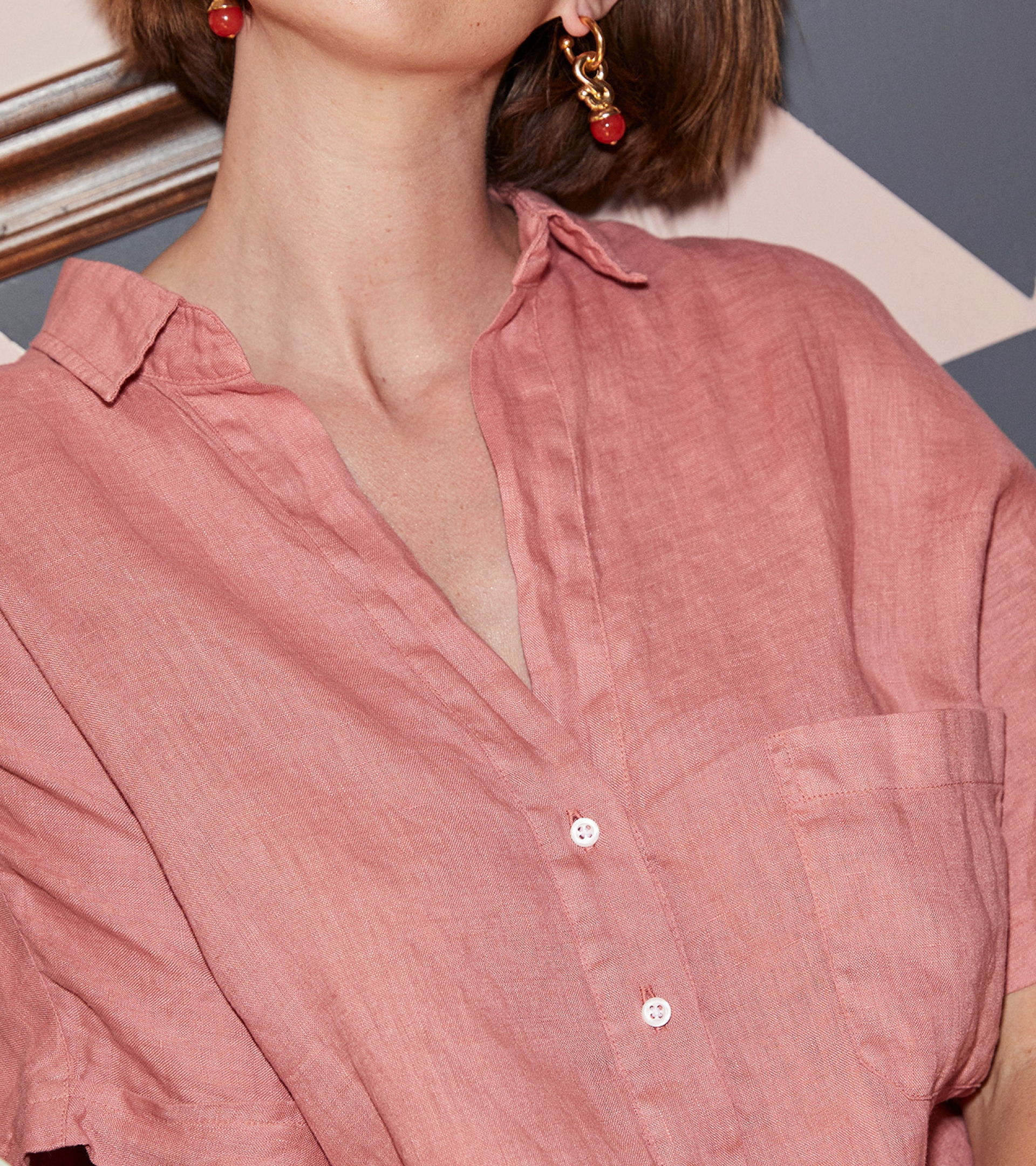 The Artist Short Sleeve Shirt Sienna, Garment Dyed Tumbled Linen view 2