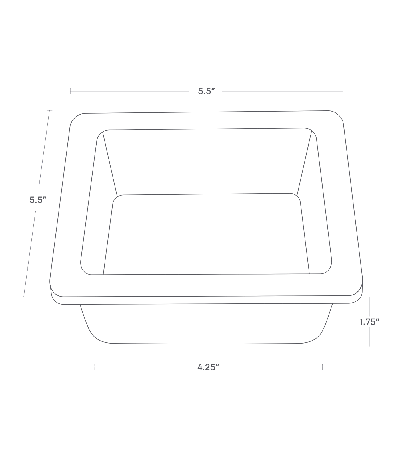 Dimension image for Replacement Ceramic Bowl for Pet Food Bowlon a white background showinglength of 4.25