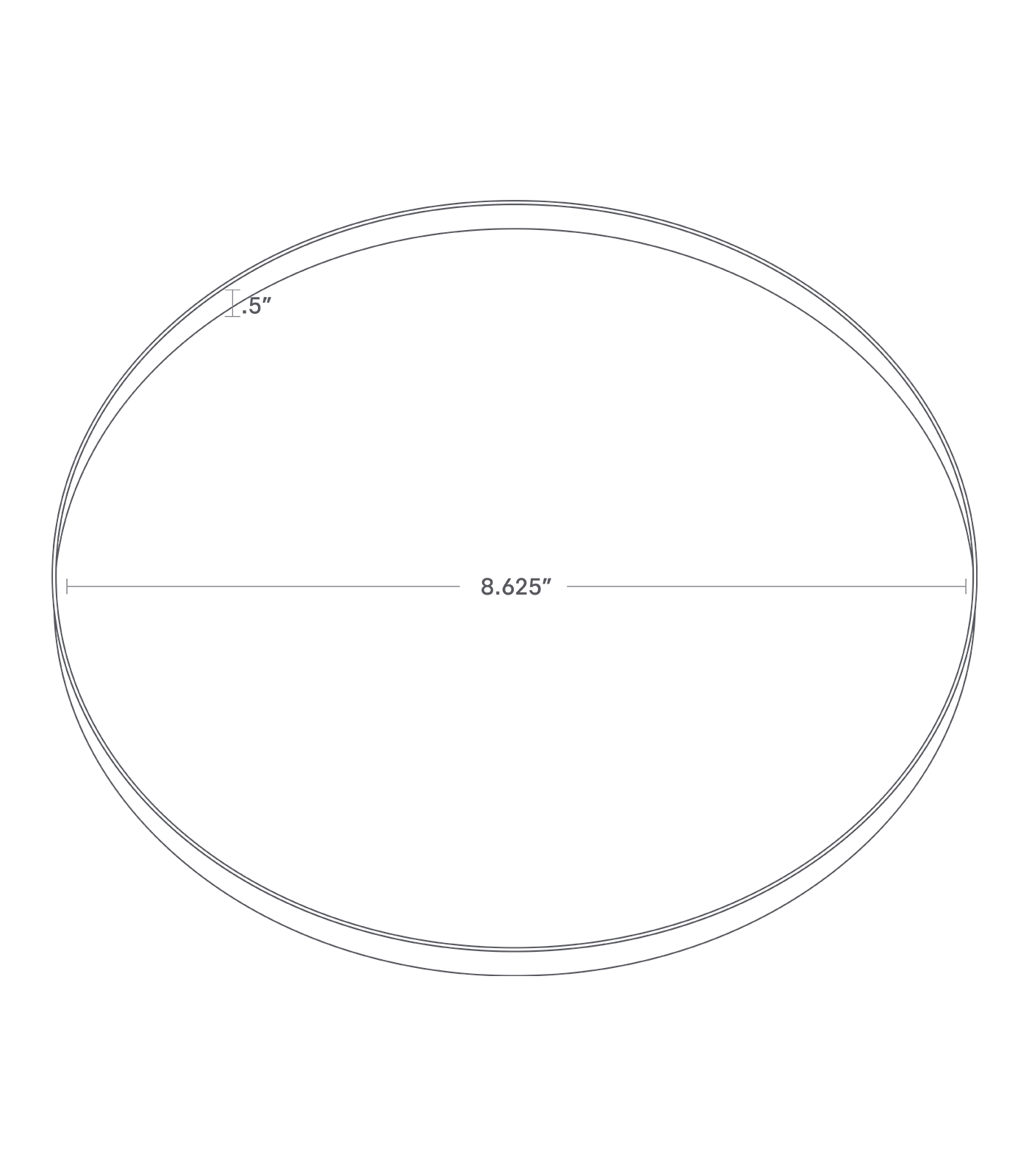 Dimenision image for Replacement Liner Ring for Trash Can - Steel + Wood - Roundon a white background showing total diameter of 8.625