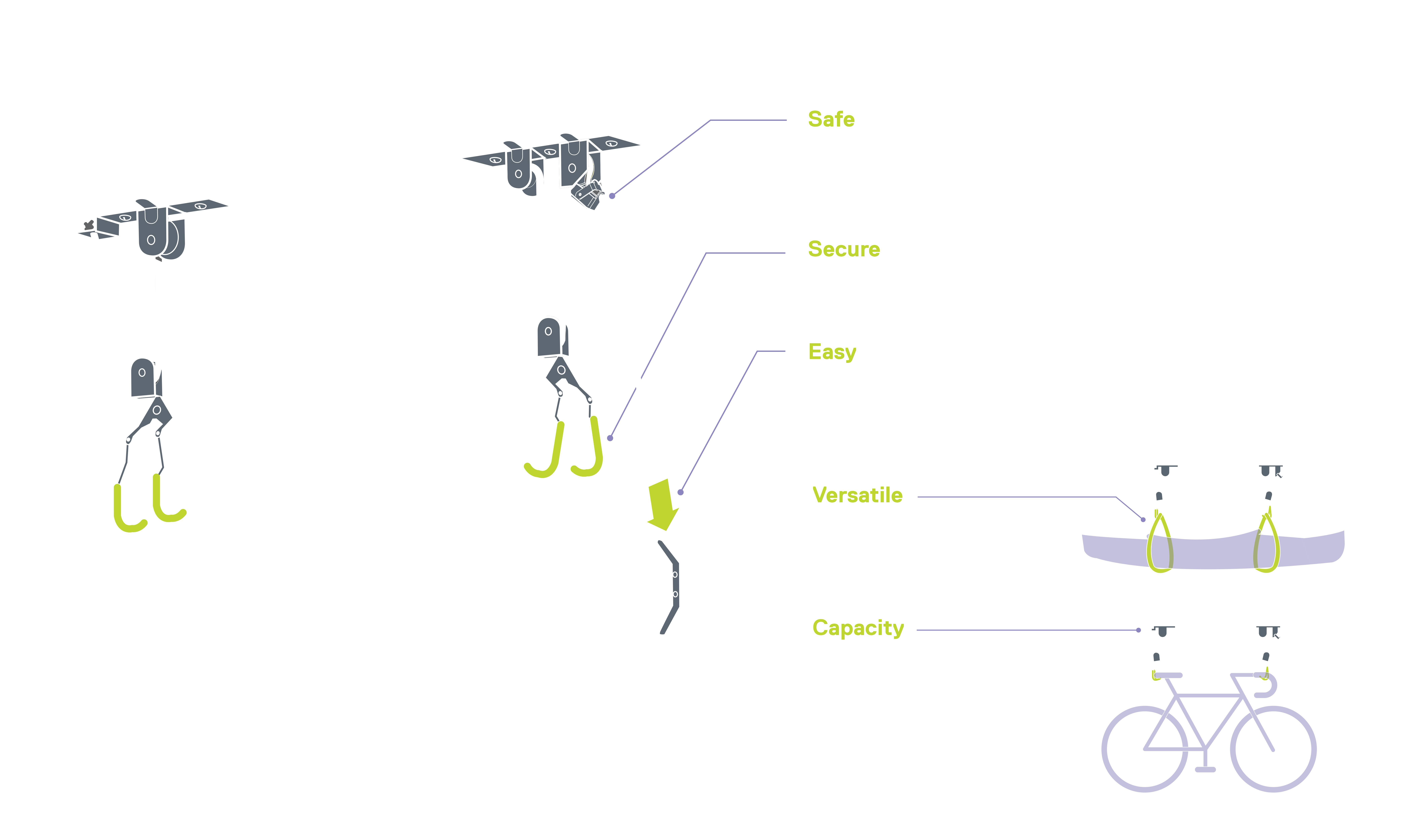 Single Bike Ceiling Hoist with Straps diagram 
