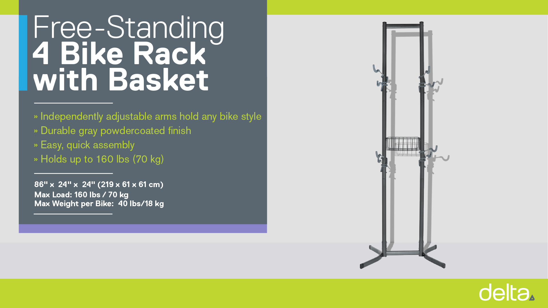 Four Bike Free-Standing Rack with Basket instructions 
