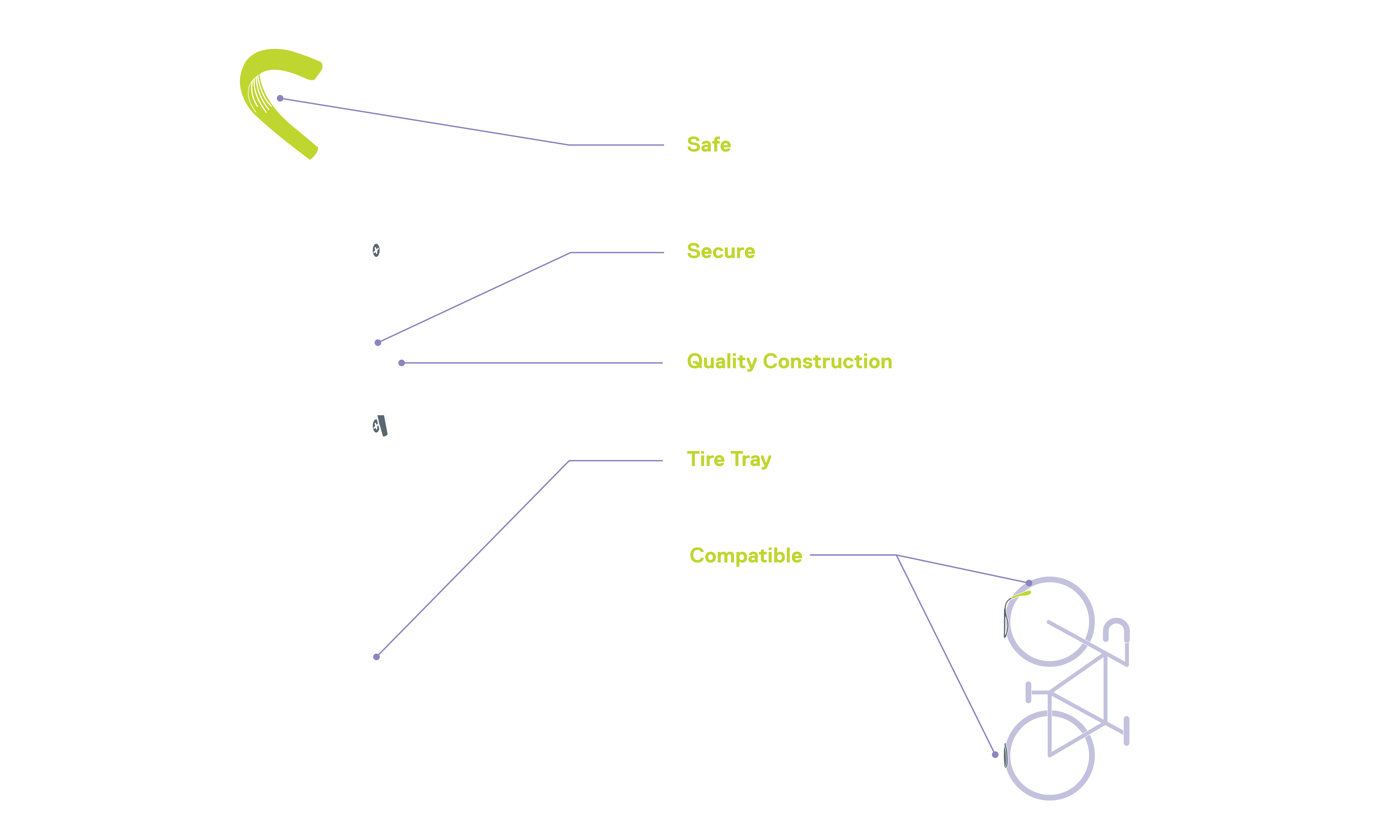 Single Bike Wall Mount Rack diagram 