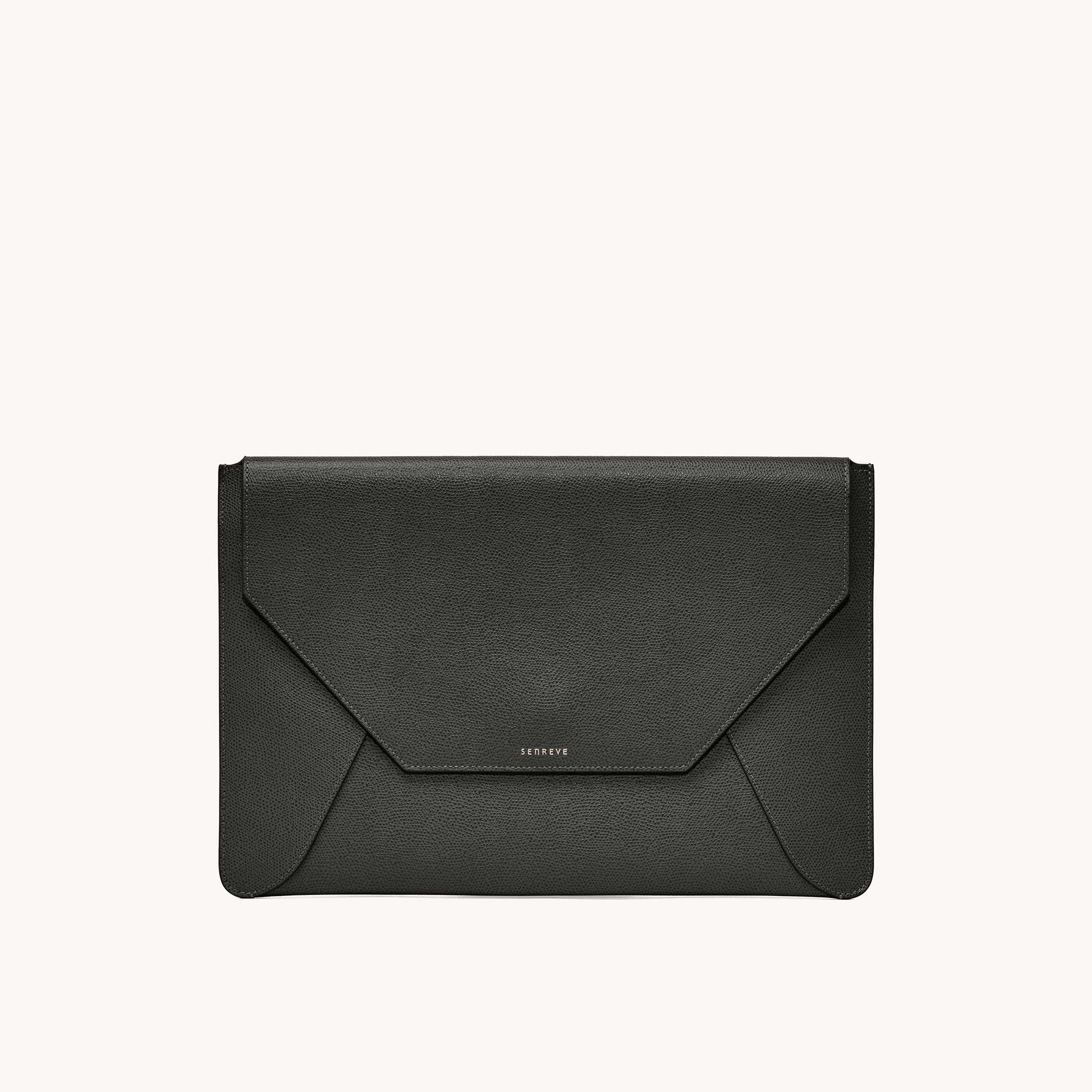 envelope laptop sleeve pebbled noir front image