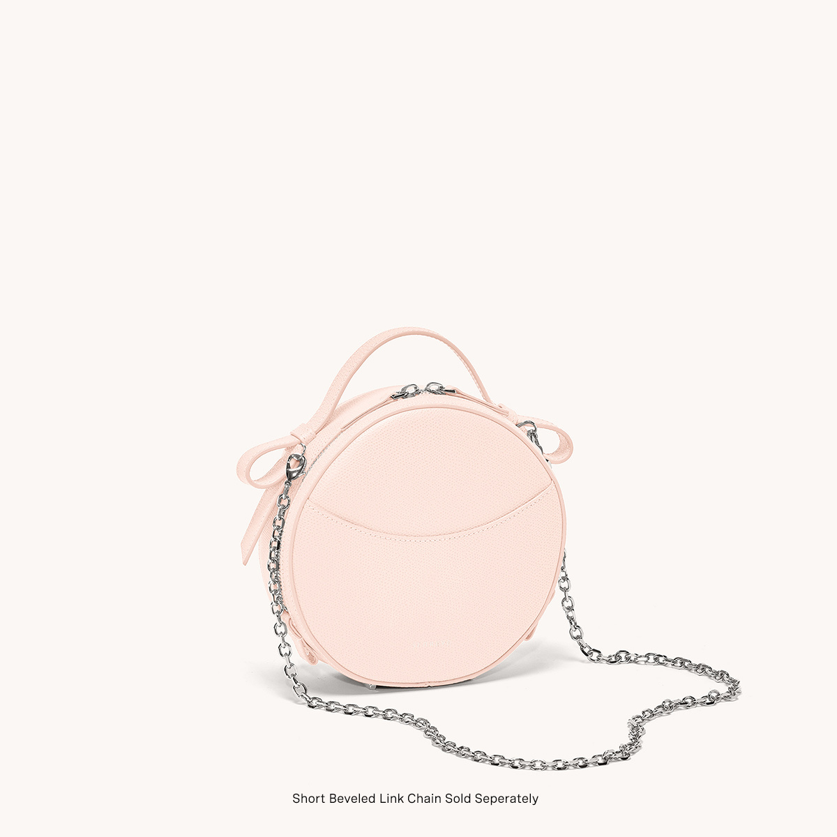 circa bag pebbled blush side view with silver chain