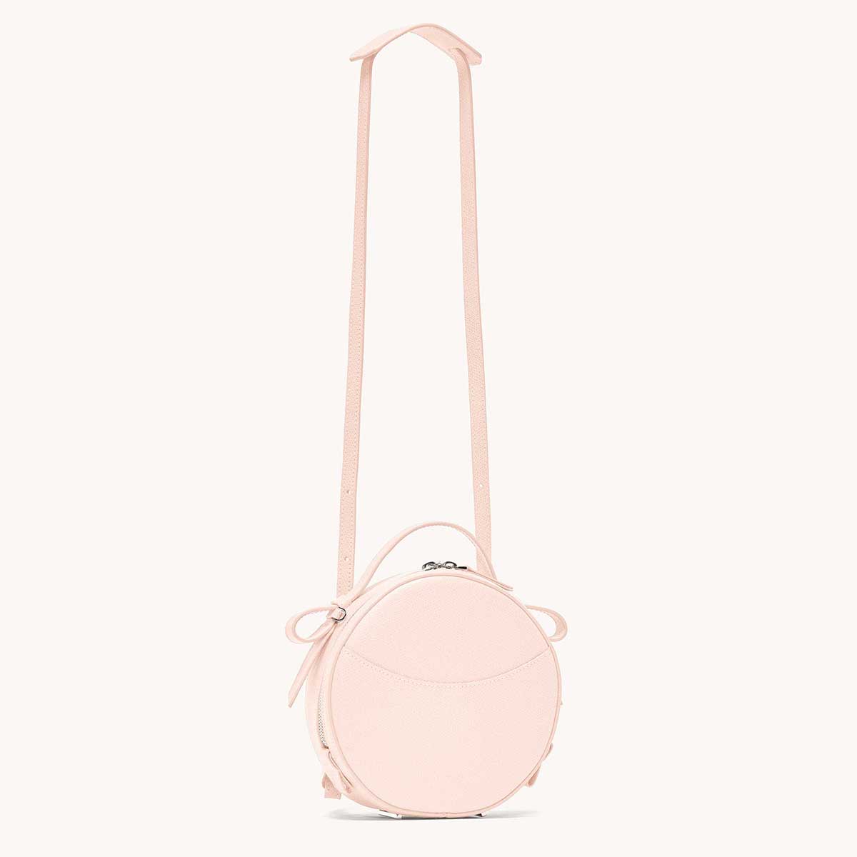 circa bag pebbled blush side view with long strap