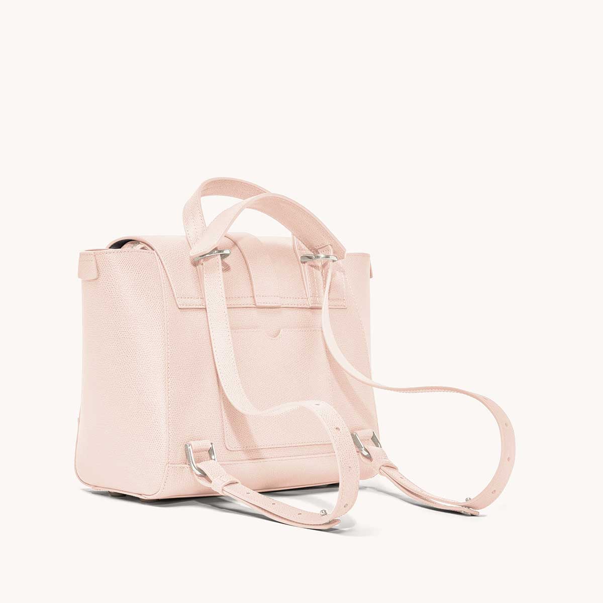 Midi Maestra Bag Pebbled Blush with Silver Hardware Back View