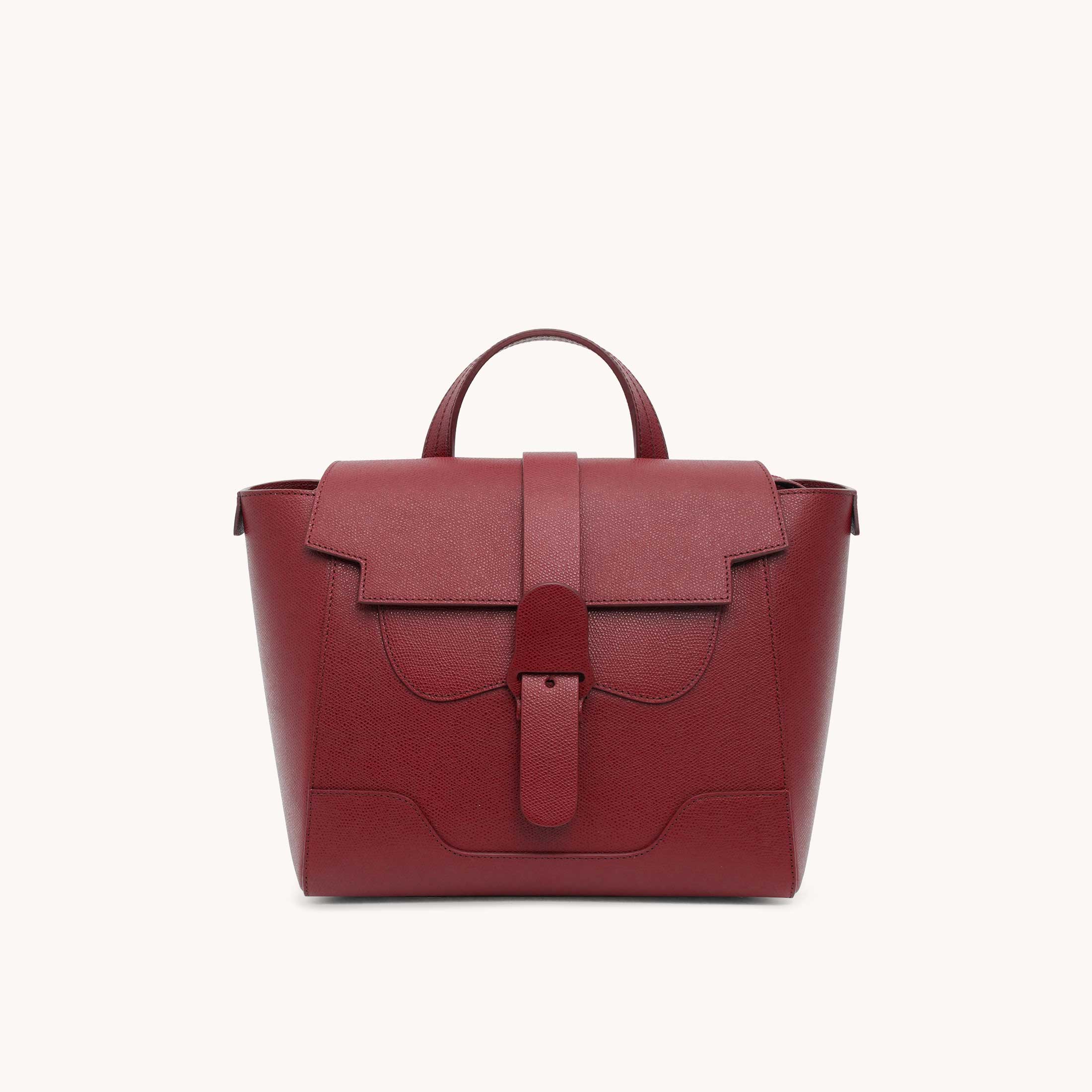 Midi Maestra Bag Pebbled Merlot with Gold Hardware Front View