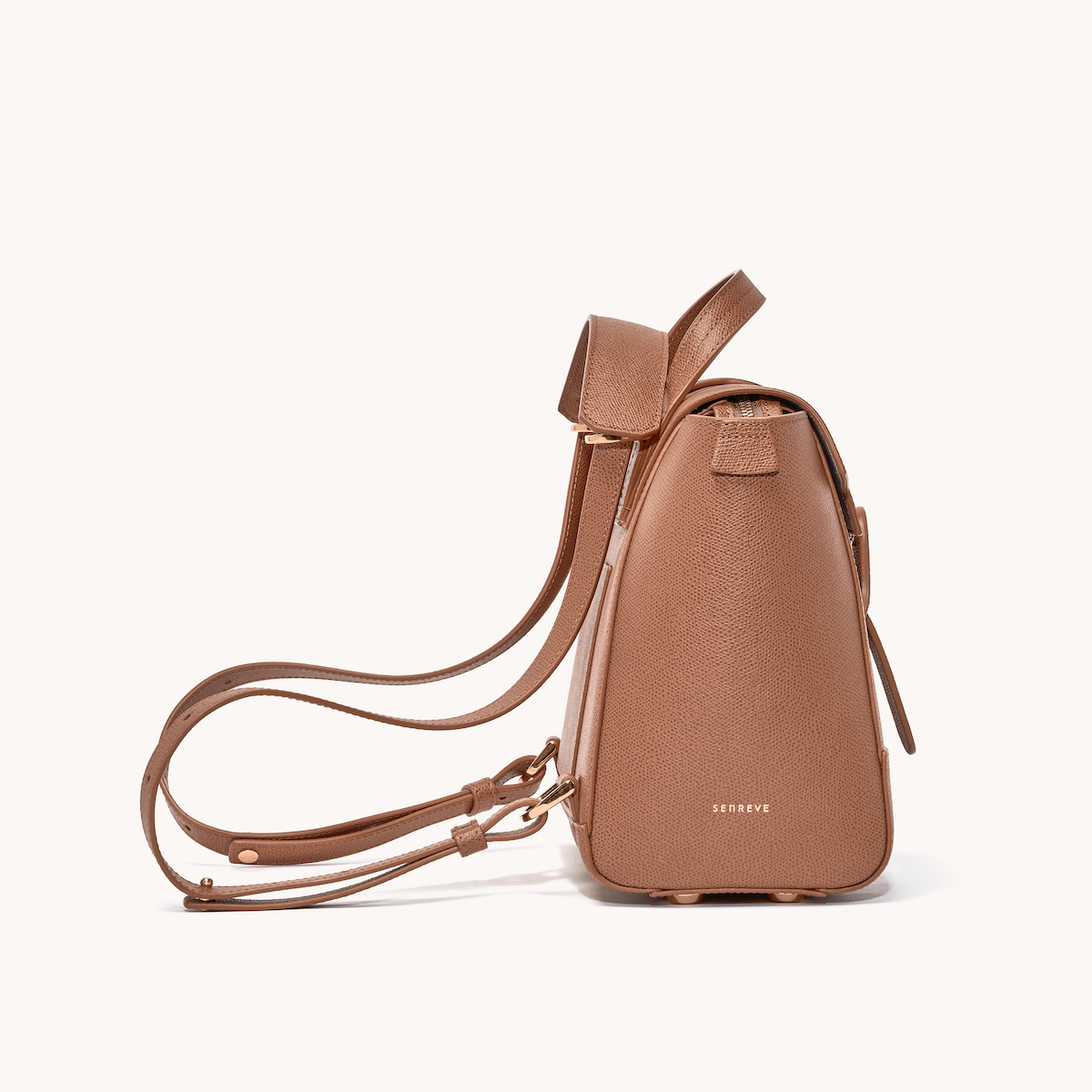 Midi Maestra Bag Pebbled Chestnut with Gold Hardware Side View