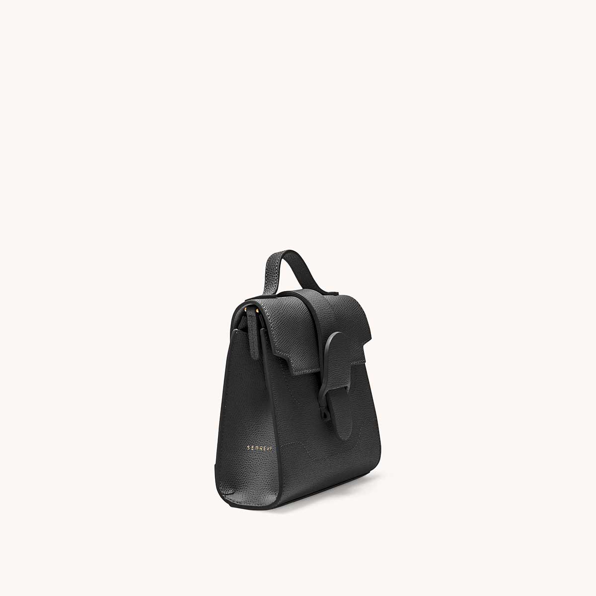 Mini Alunna Bag Pebbled Noir with Gold Hardware Side View