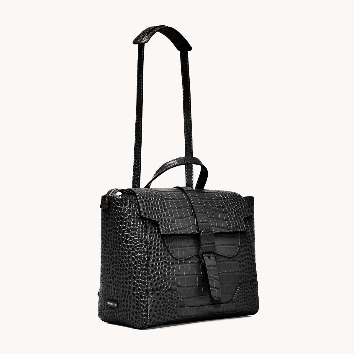 Maestra Bag Dragon Noir with Gold Hardware Quarter Angle to Front View