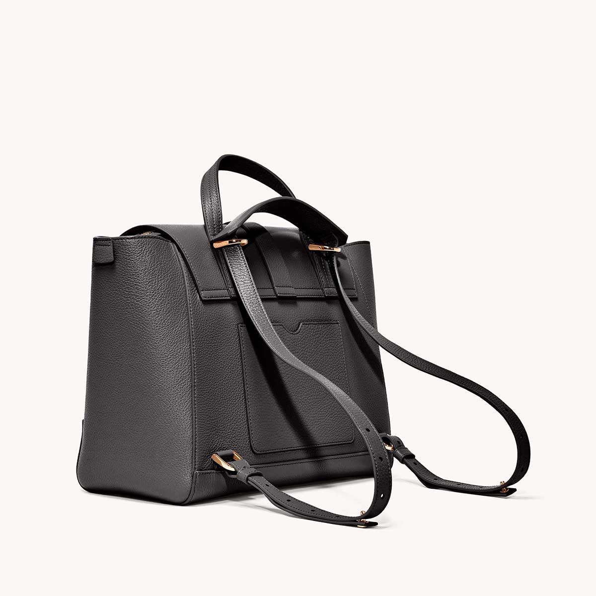 Maestra Bag Dolce Charcoal with Gold Hardware Back at an Angle