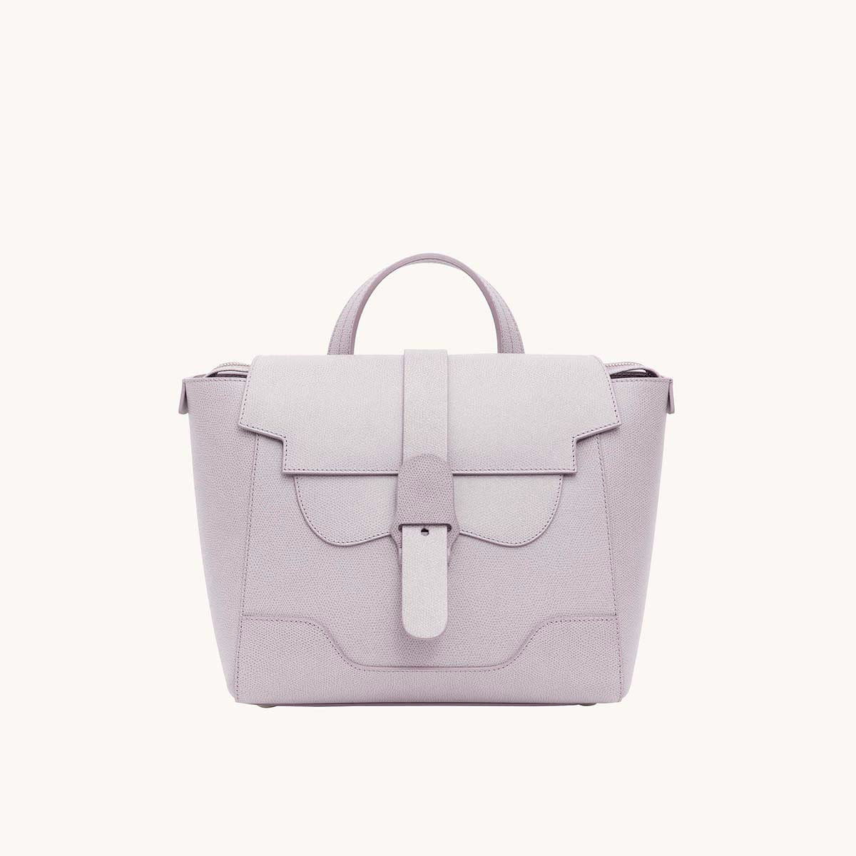Midi Maestra Bag Pebbled Lavender with Silver Hardware Front View