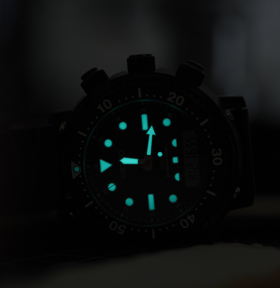 Prospex Ana-Digi Solar Diver Bright Seiko Lumibrite Lume