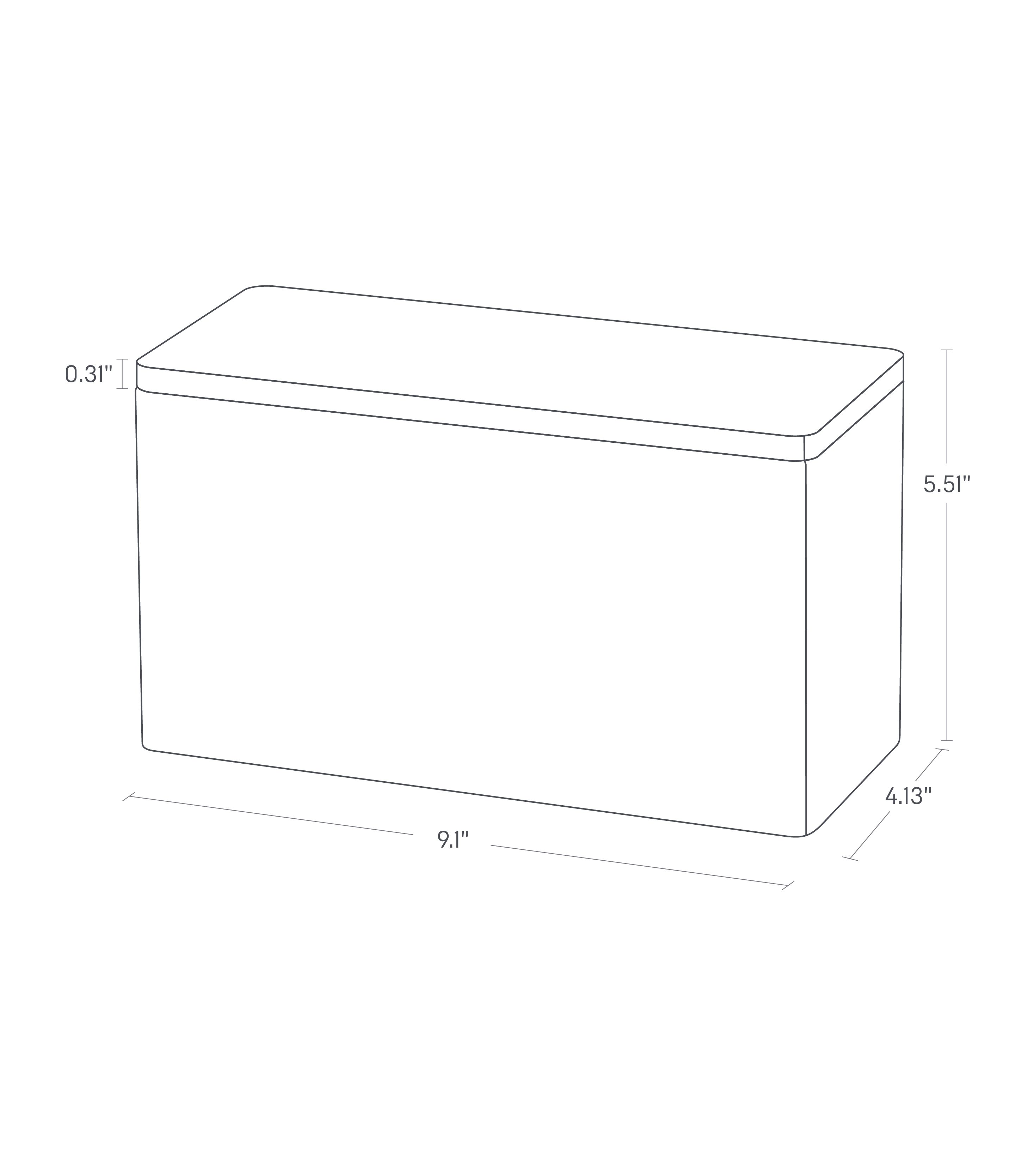 Dimension image for Countertop Organizer on a white background including dimensions  L 4.13 x W 9.06 x H 5.51 inches