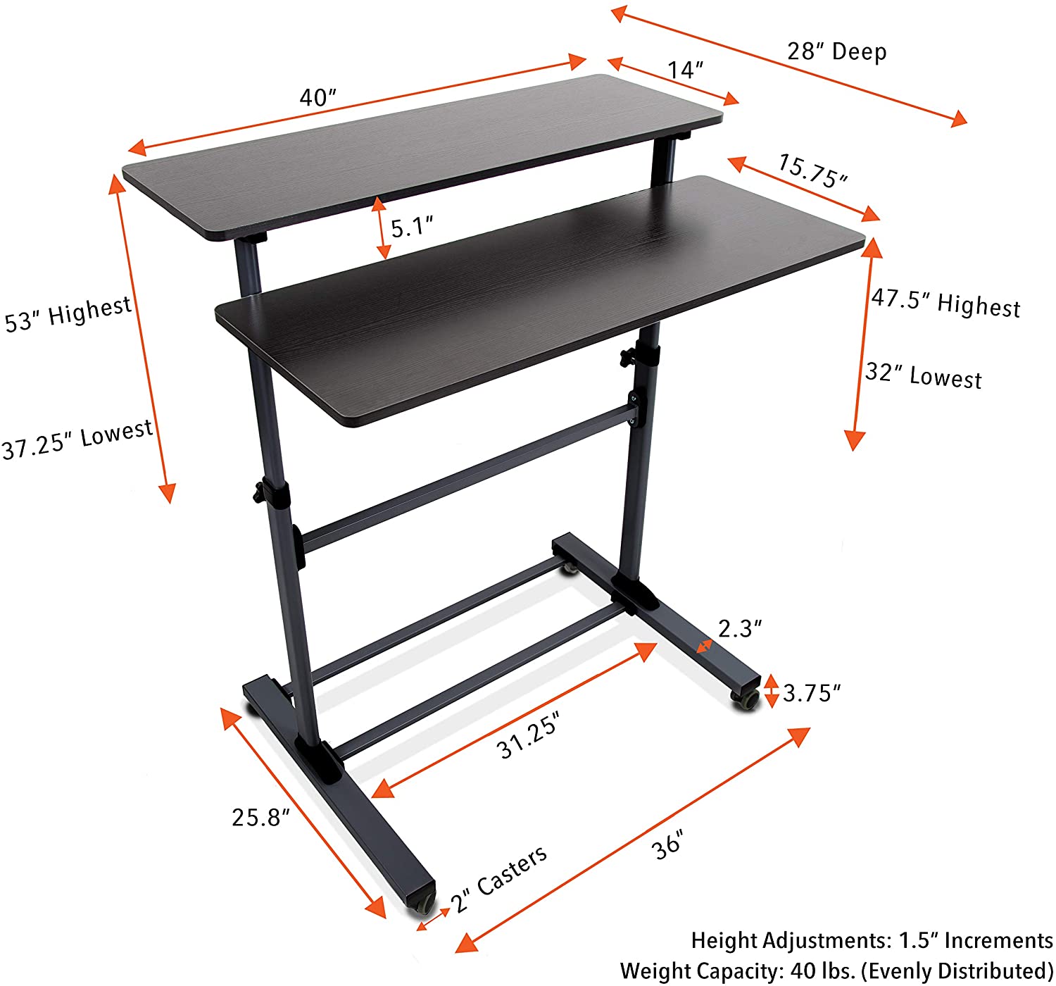 Dual Level Standing Desk| Mobile Workstation by Stand Steady