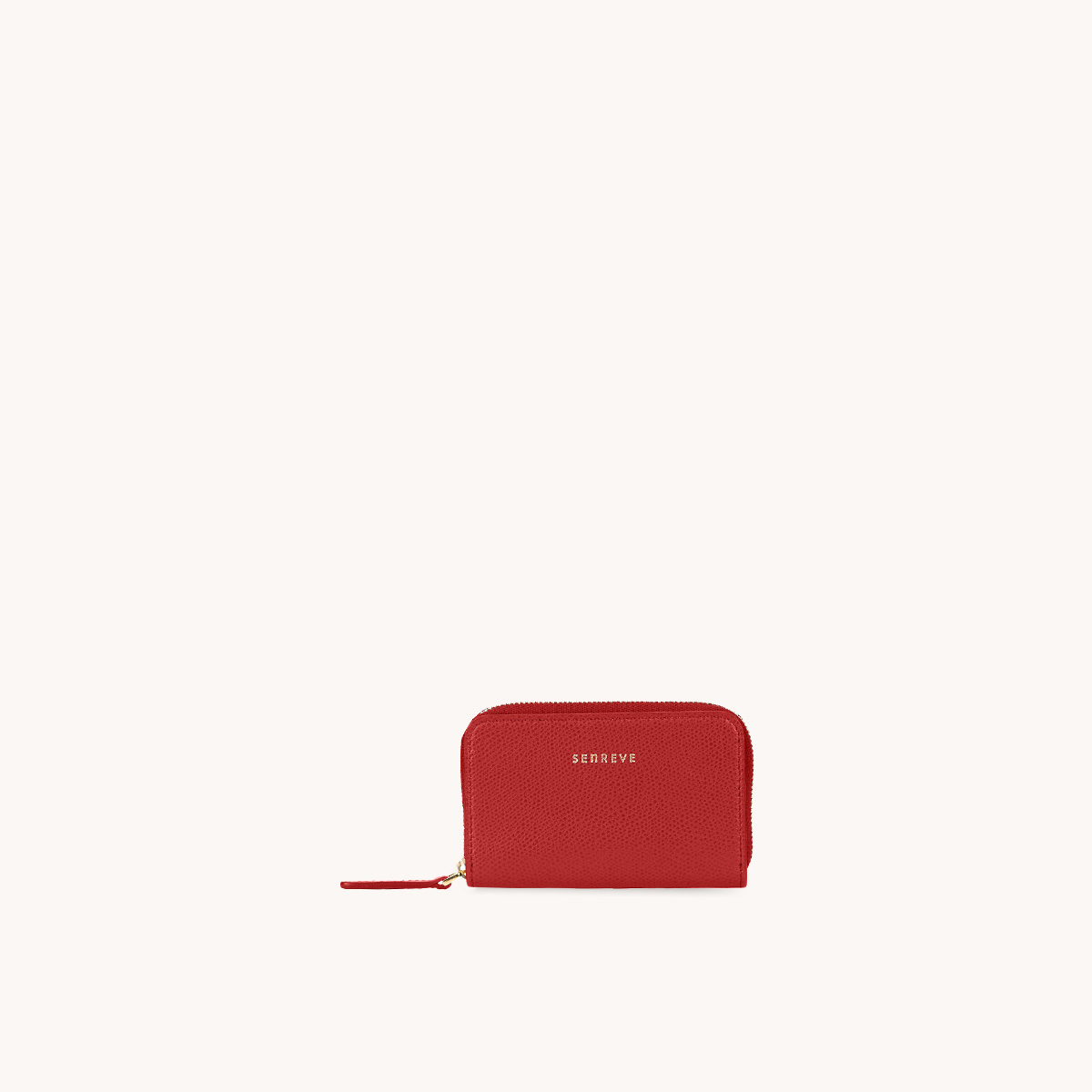 card wallet pebbled scarlet front view