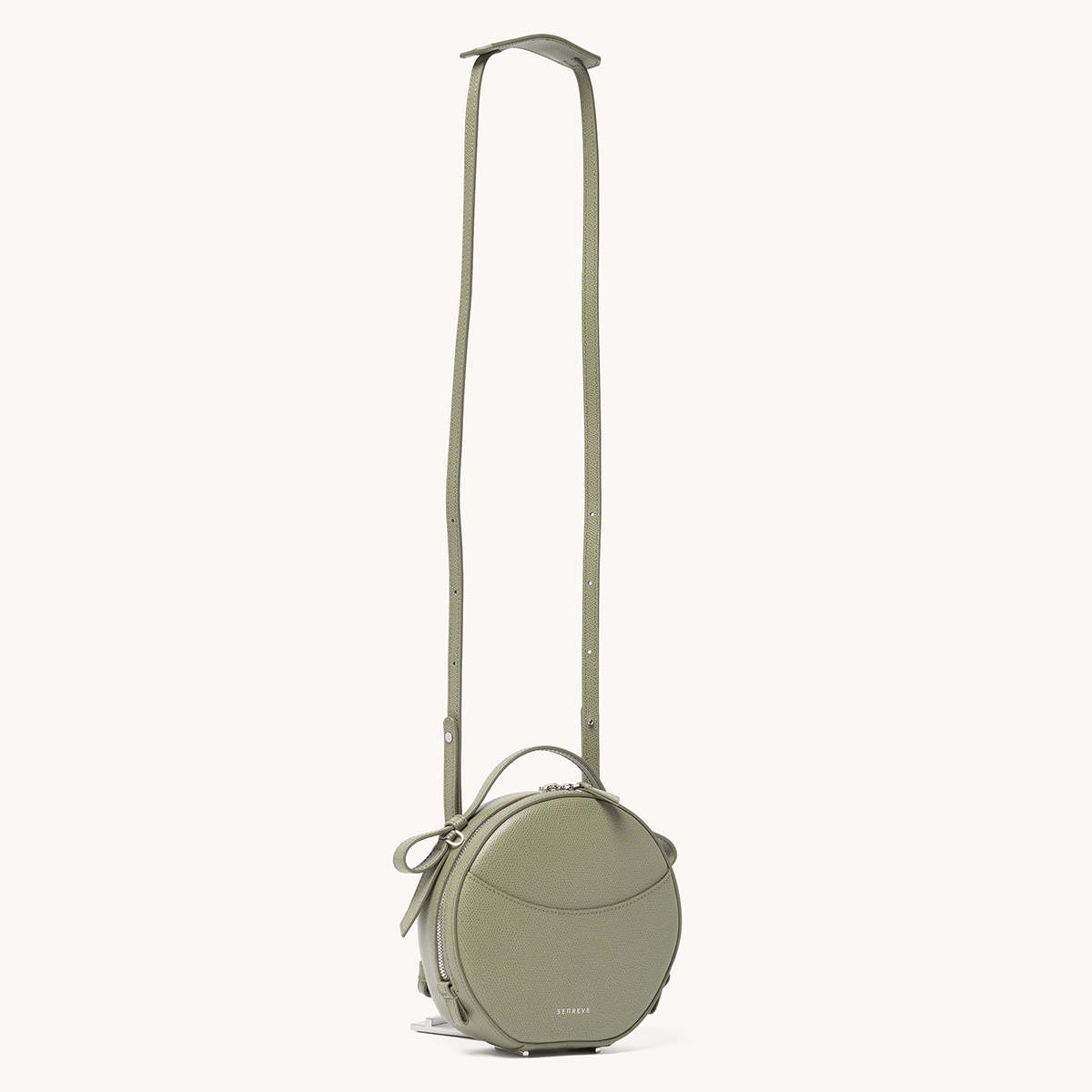 circa bag pebbled sage side view with long strap