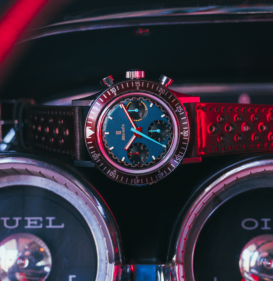 Nivada Grenchen x Worn & Wound Chronomaster Valjoux 72 Racing-dial layout