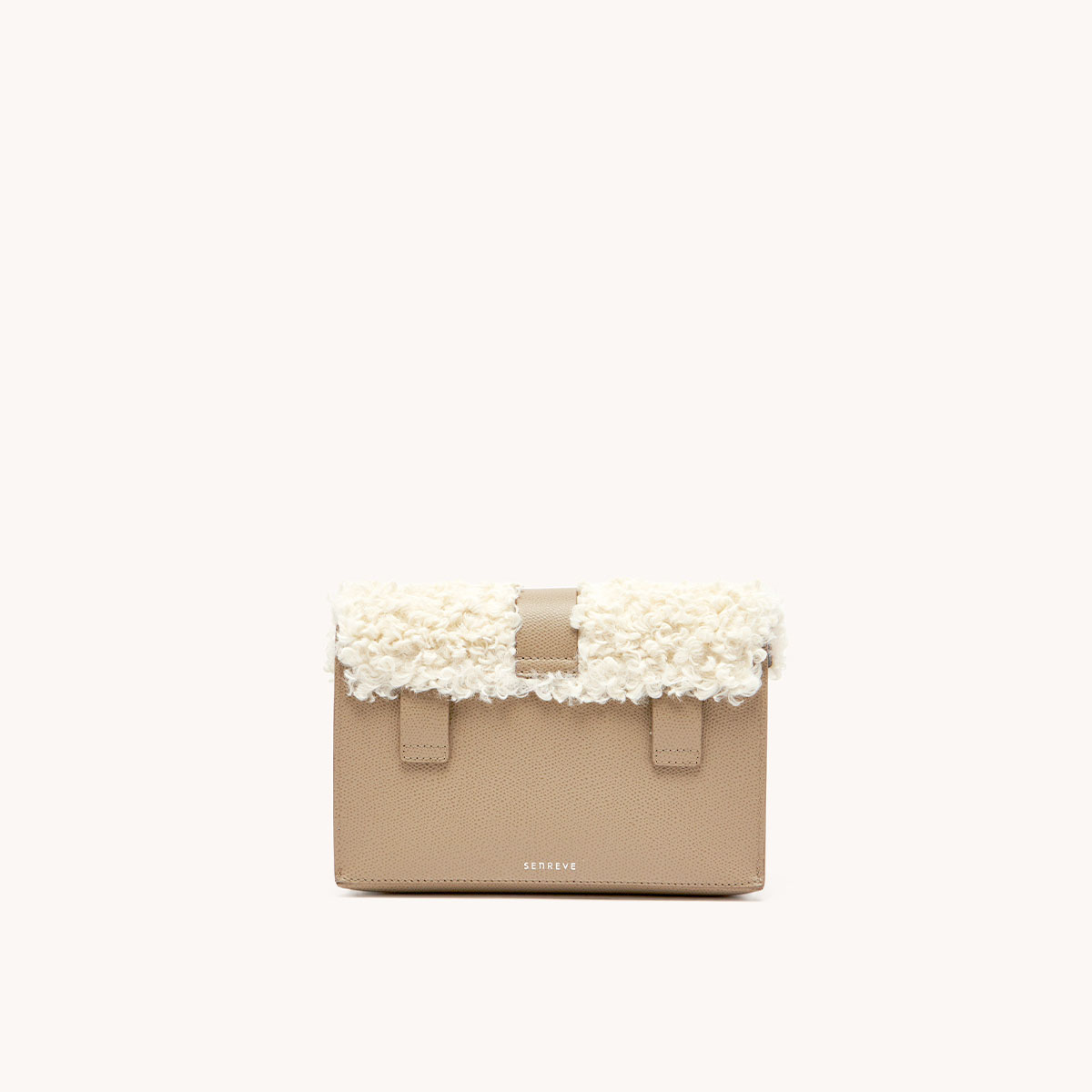 aria belt bag faux shearling sand back view