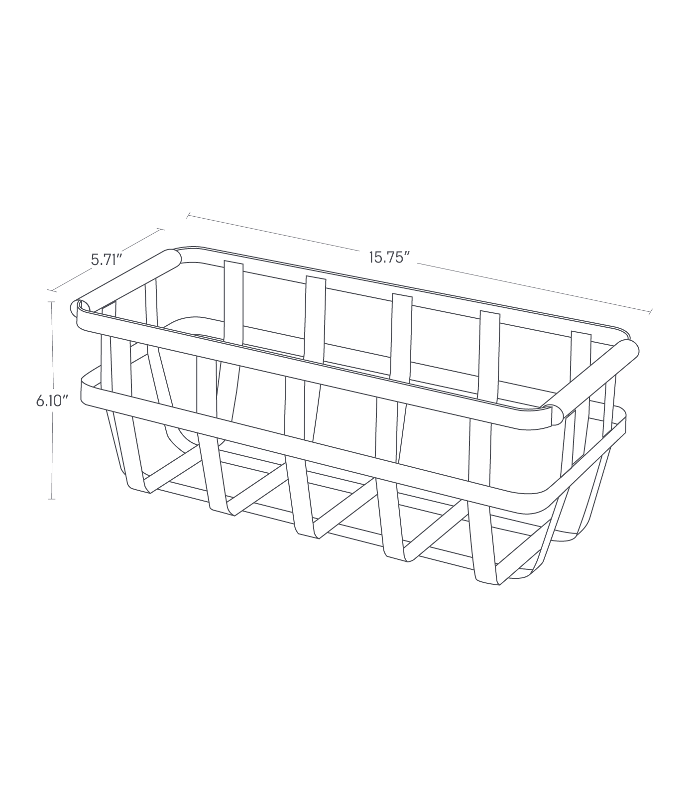 Dimension image for Storage Basket showing container height of 6.10
