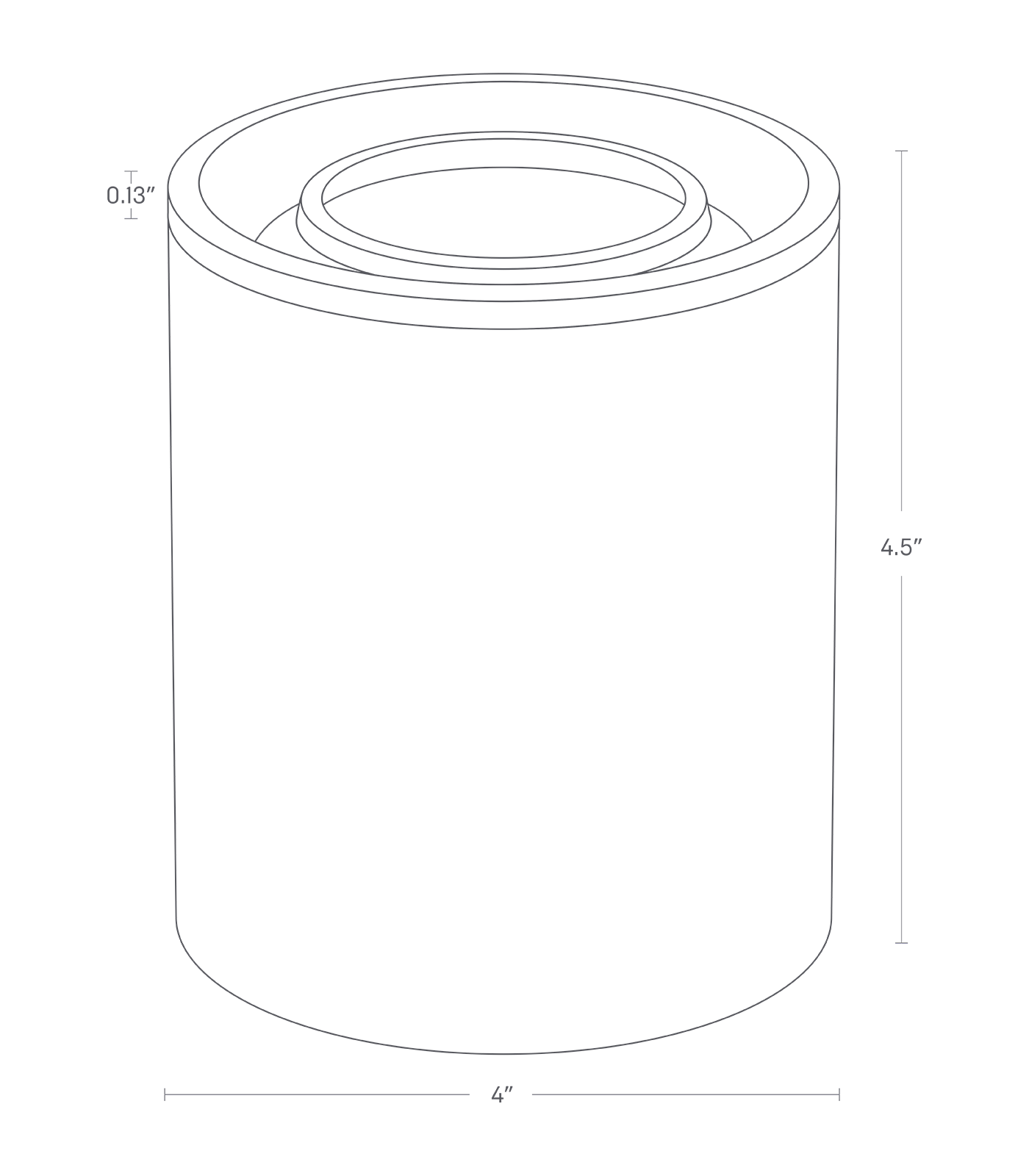 Dimension Image for Ceramic Canister on a white background showing height of 4.5