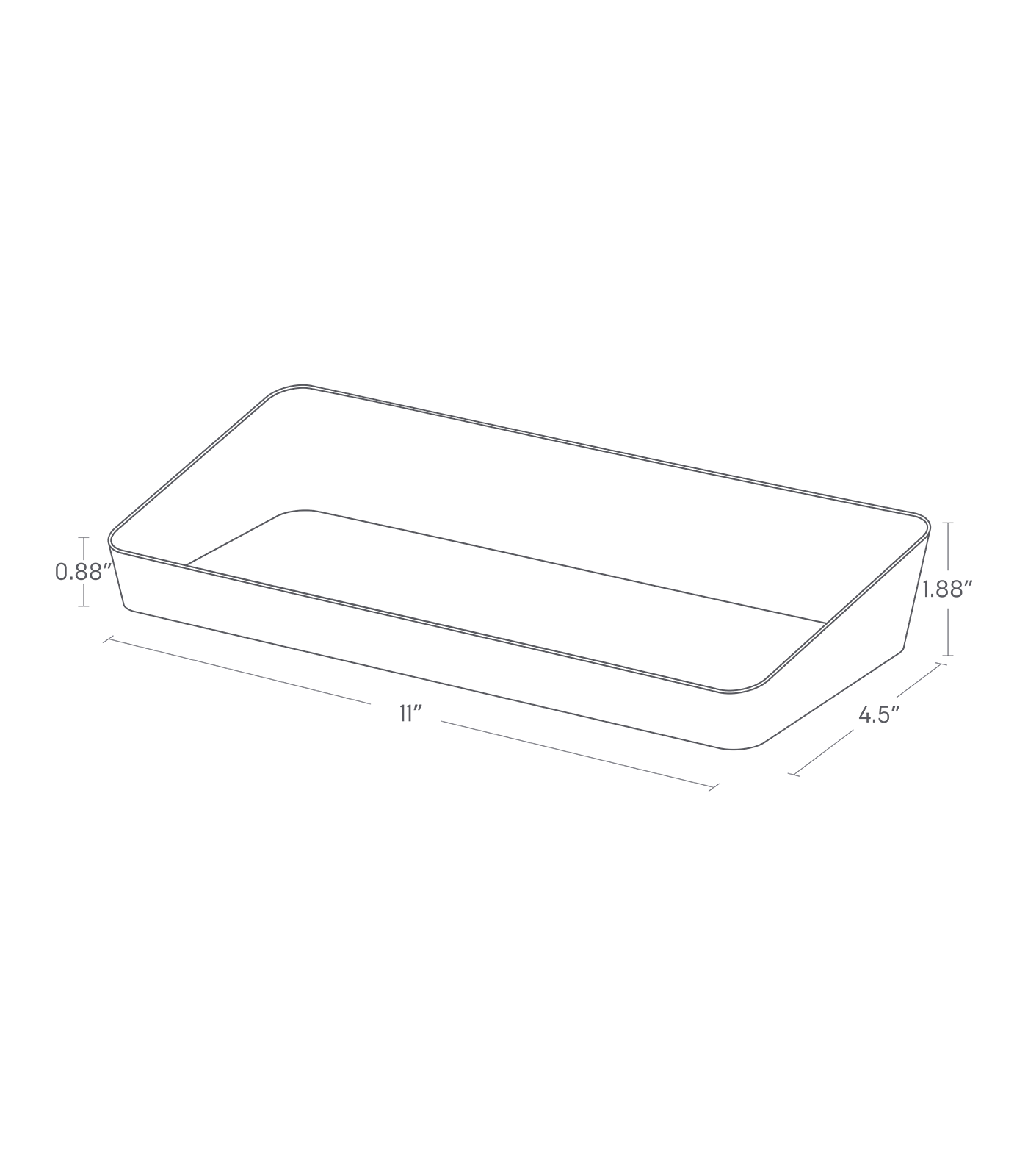 Dimension image for Vanity Tray showing length of 11