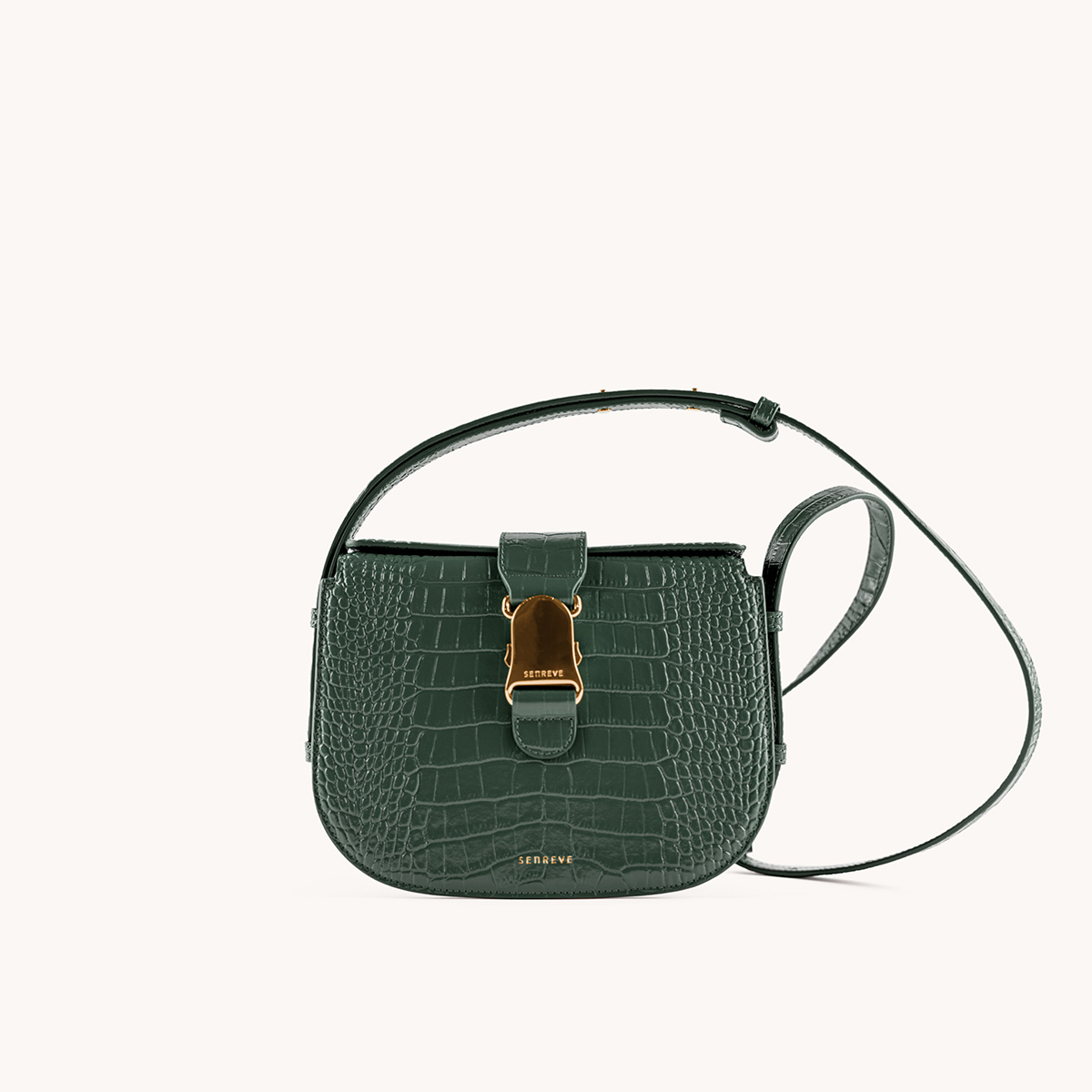 cadence crossbody vegan amica fern front view with strap