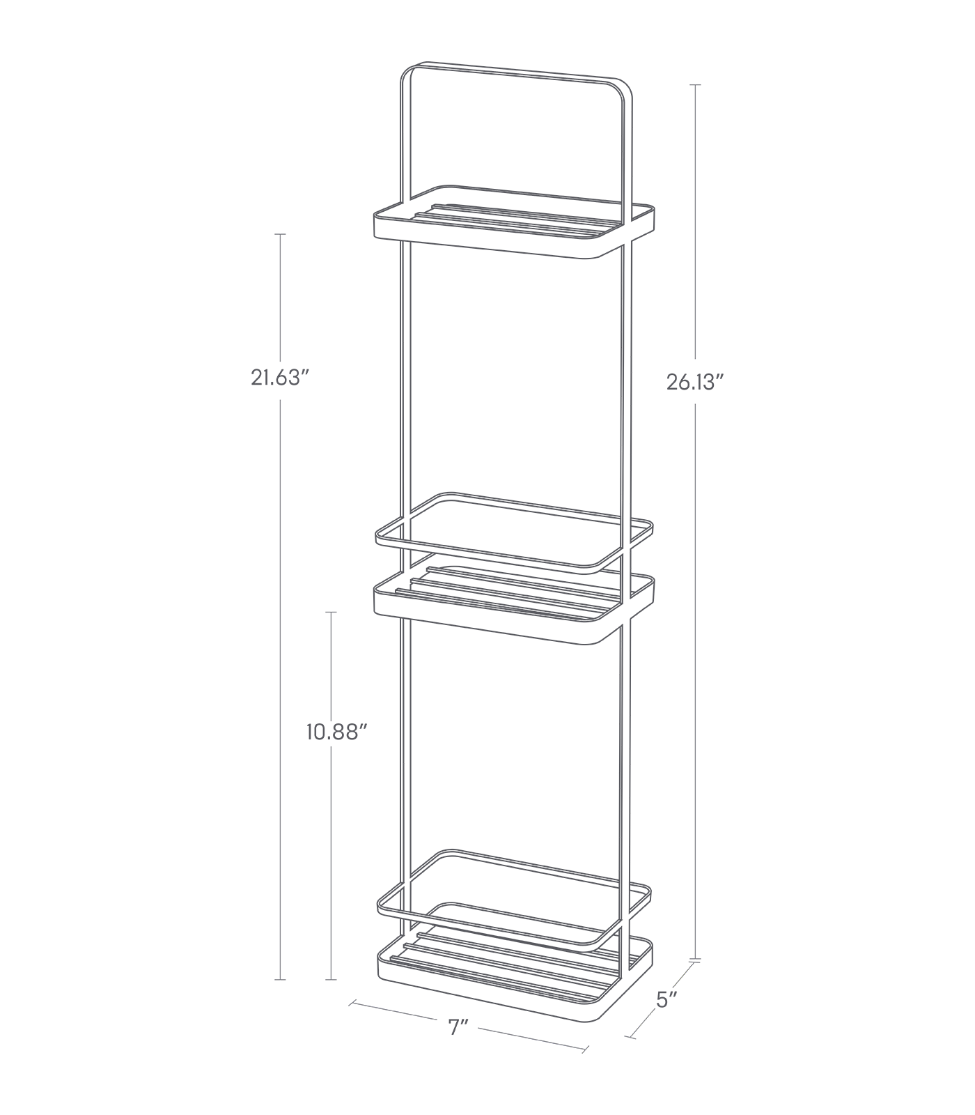 Dimension image for Shower Caddy - Large showing a total length of 7