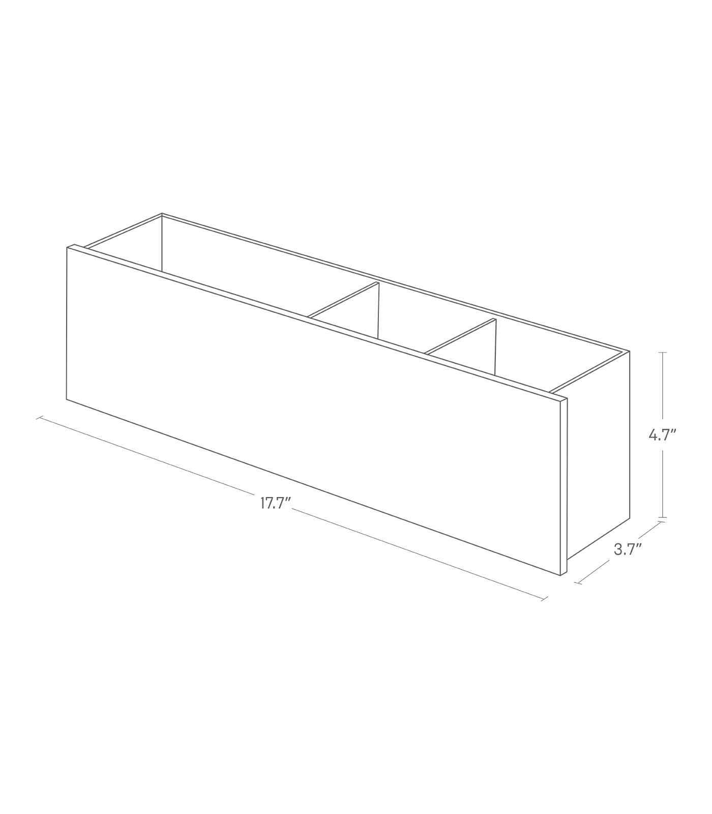 Dimension image for Desk Organizer - Two Sizes on a white background including dimensions  L 3.74 x W 17.72 x H 4.72 inches