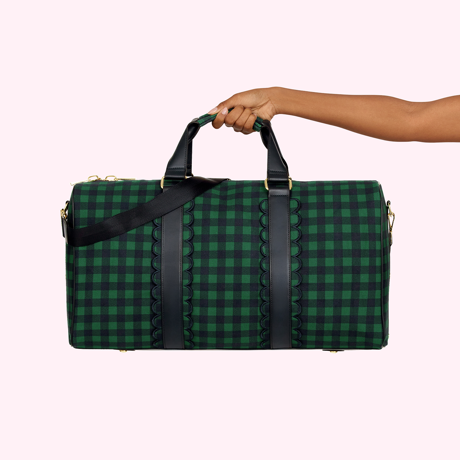 Emerald Gingham Scalloped Duffle Bag - Customizable