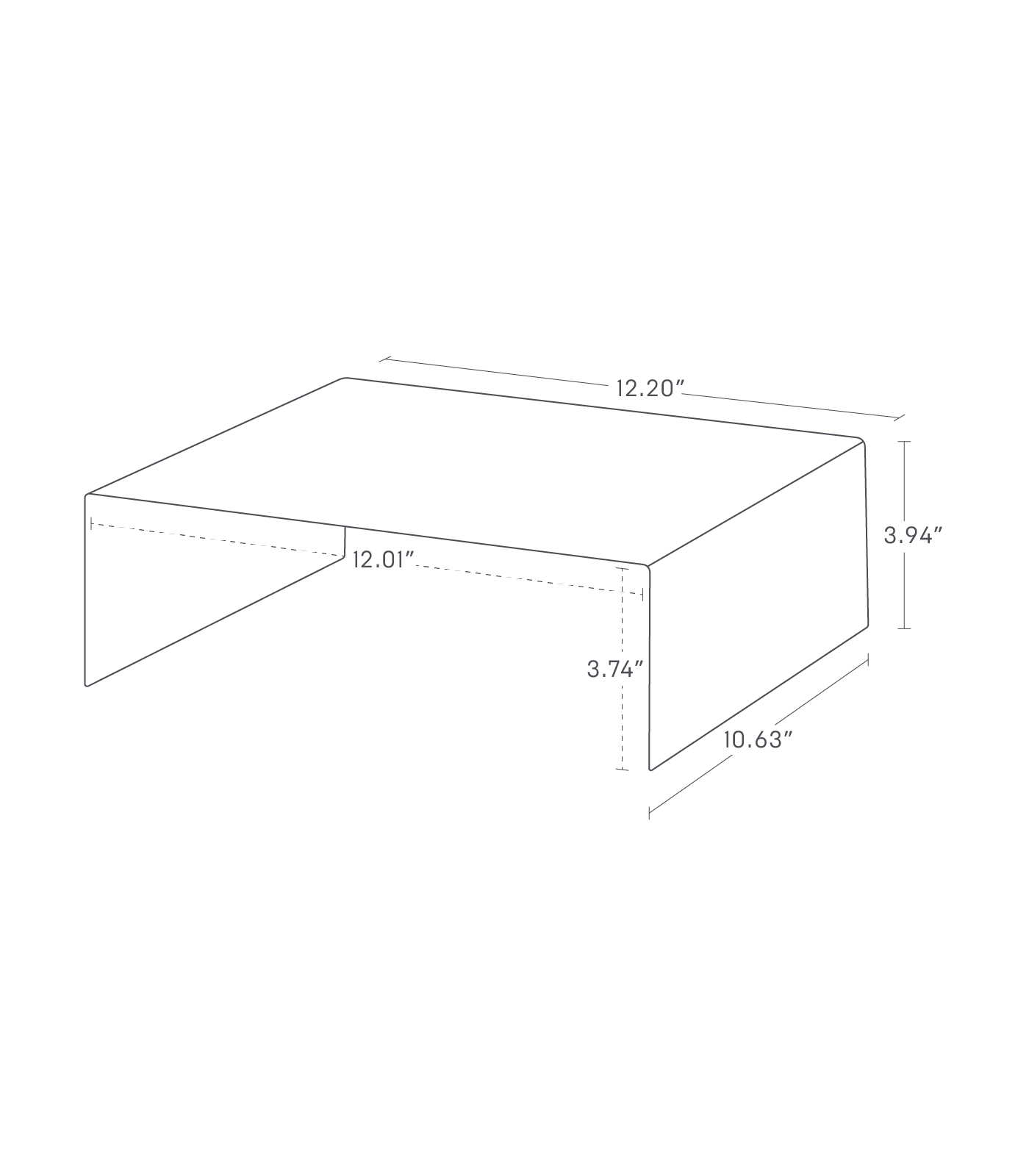 Dimension image for Riser Shelf [Set of 2]on a white background showingthe outside dimensions with 12.2